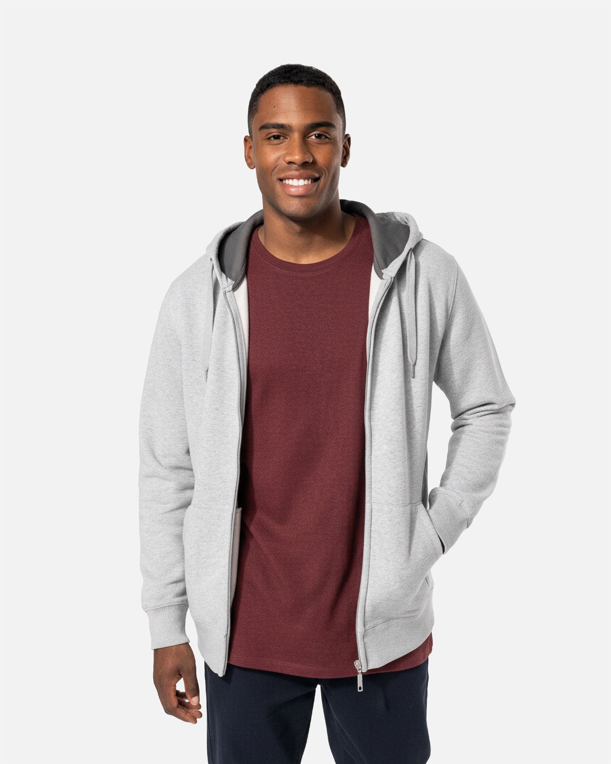 Schweres Unisex Zip Kapuzensweatshirt Grey Heather von VIVID