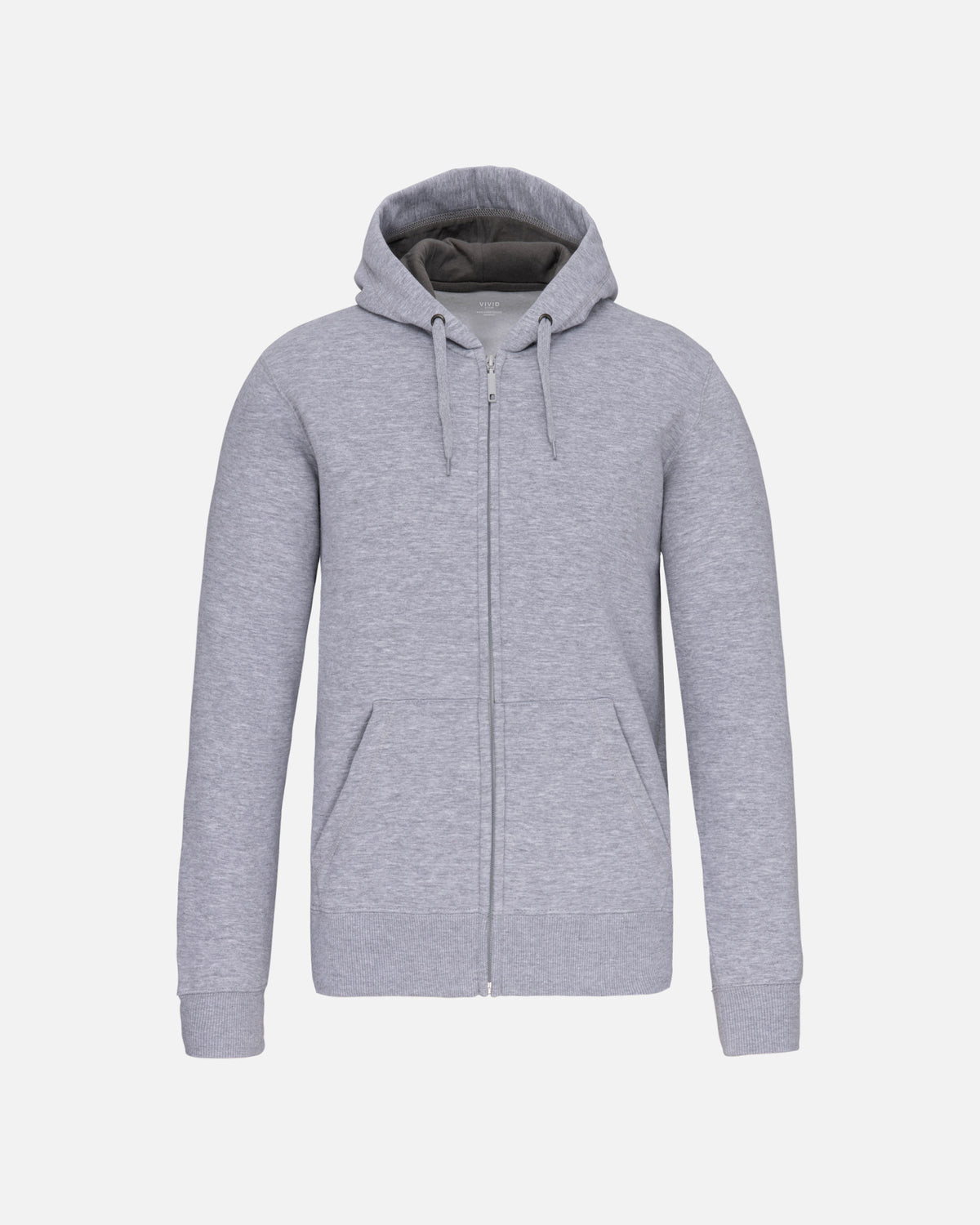 Schweres Unisex Zip Kapuzensweatshirt Grey Heather von VIVID