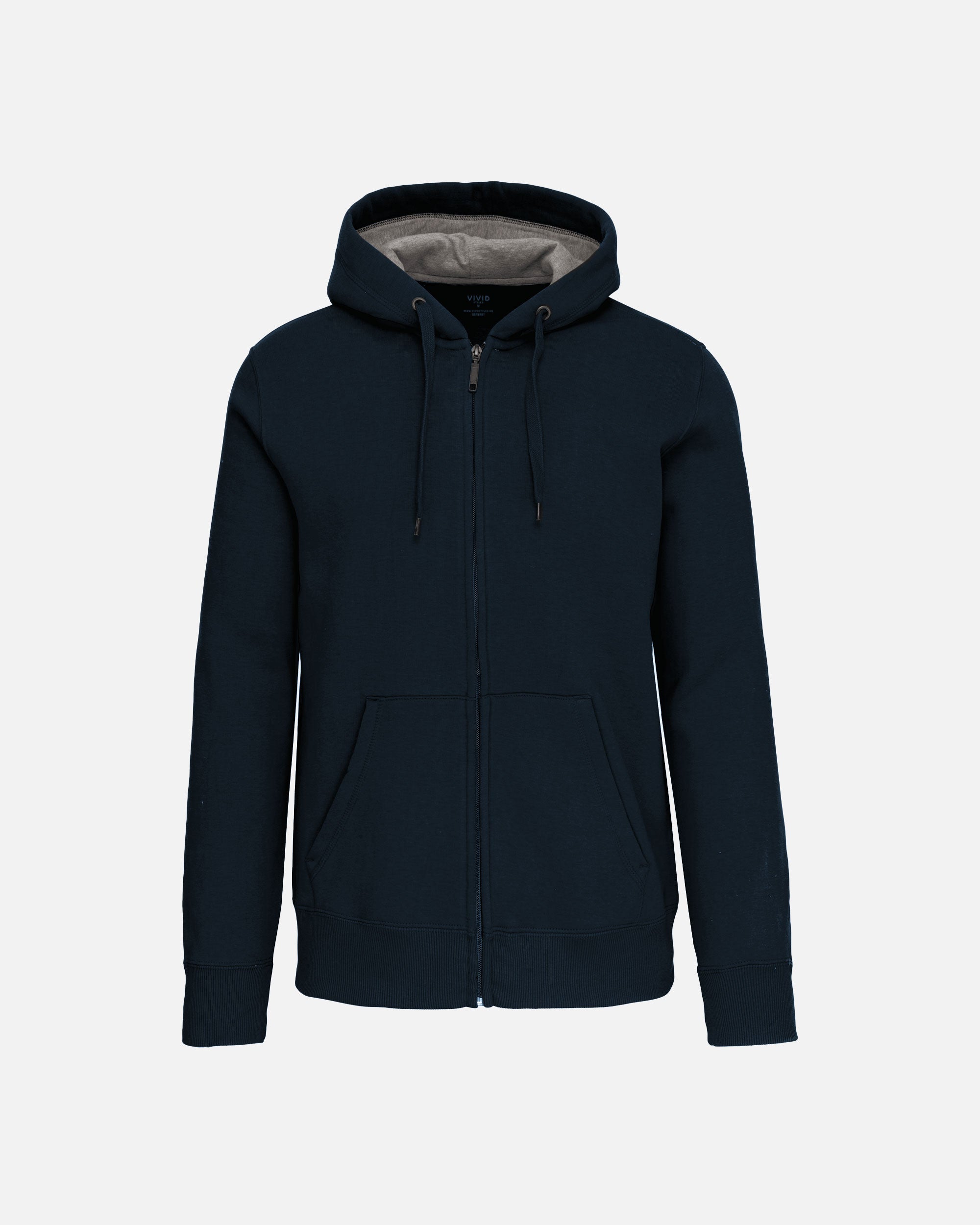 Schweres Unisex Zip Kapuzensweatshirt Navy Blue von VIVID