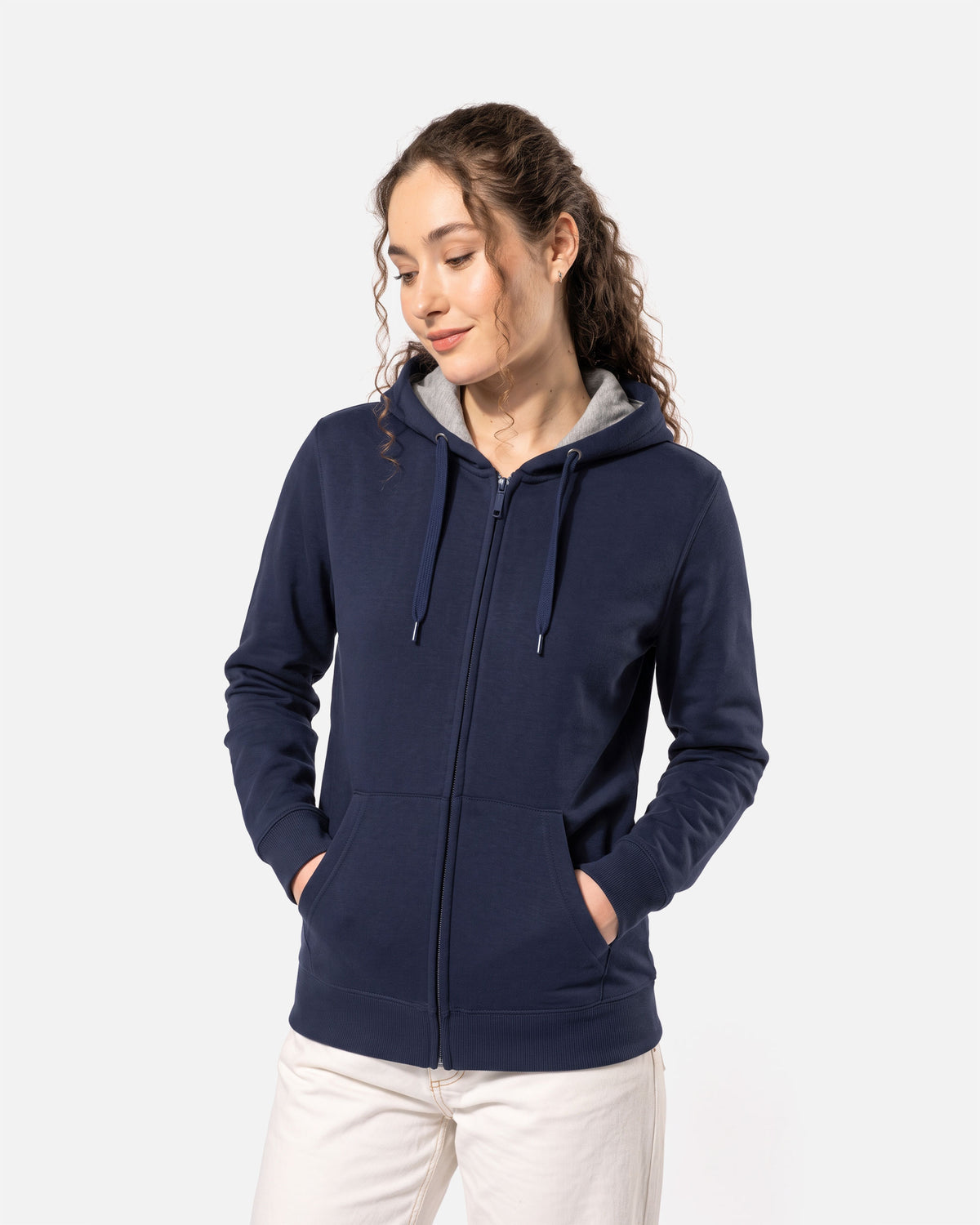 Schweres Unisex Zip Kapuzensweatshirt Navy Blue von VIVID