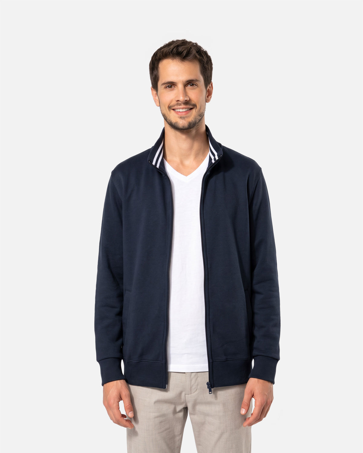 Schweres Herren Fleece 1/4 Zip Sweatshirt Navy Blue von VIVID