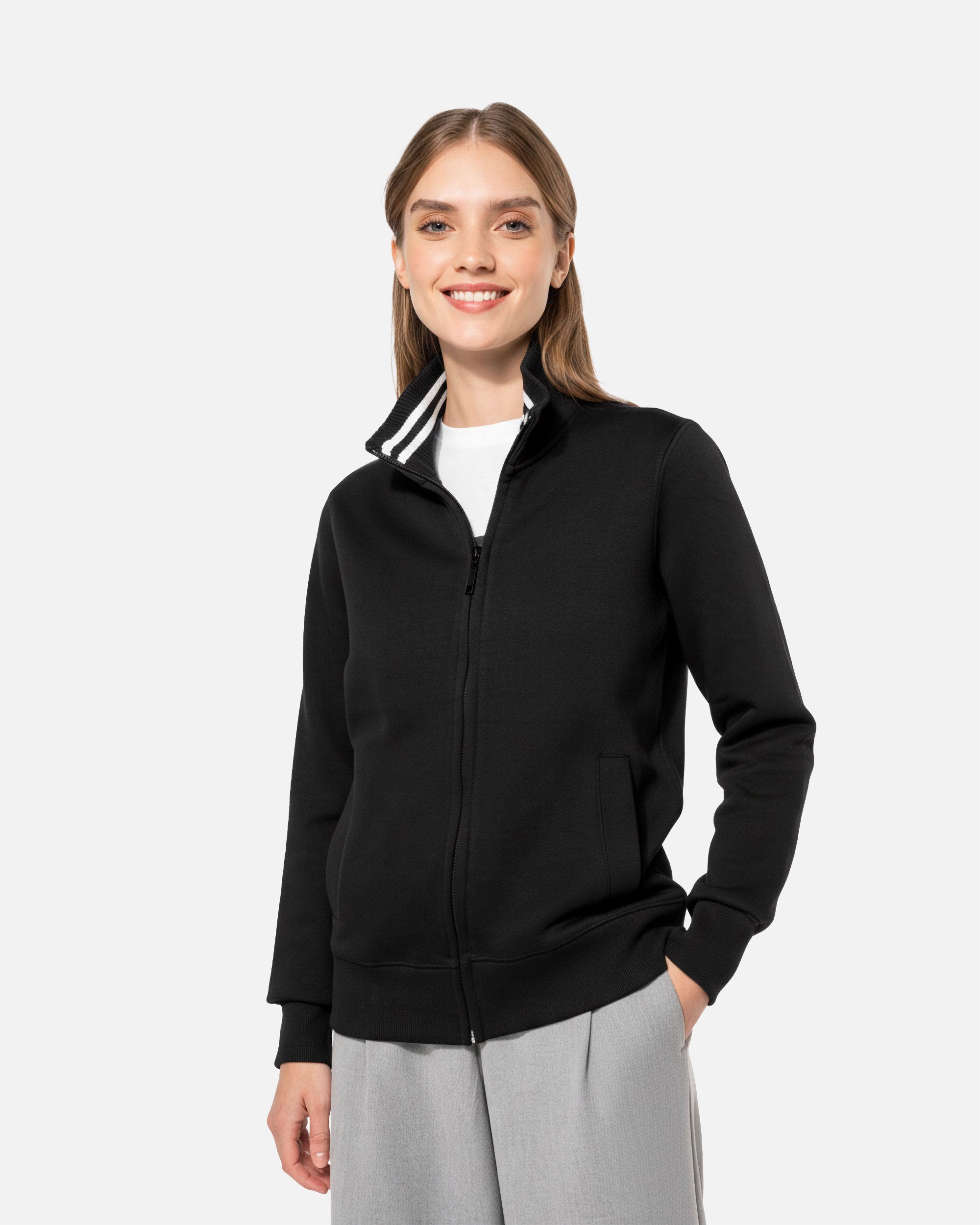 Schweres Damen Fleece 1/4 Zip Sweatshirt Black von VIVID