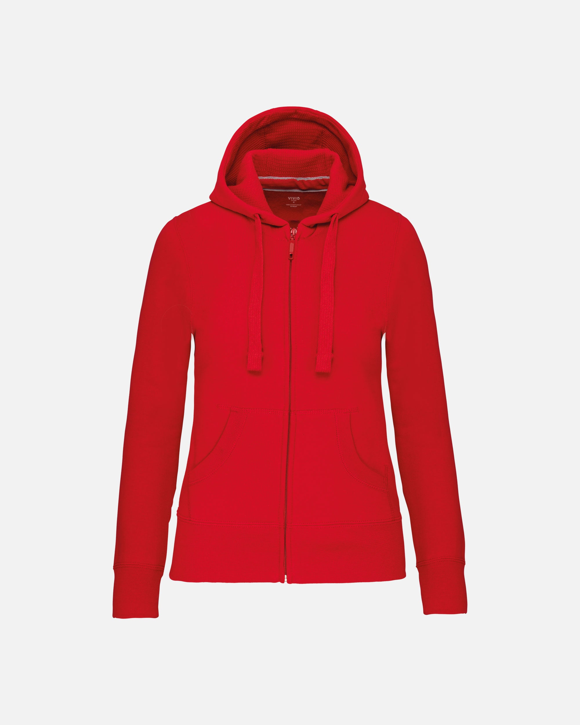 Damen Zip Kapuzensweatshirt Fire Red von VIVID
