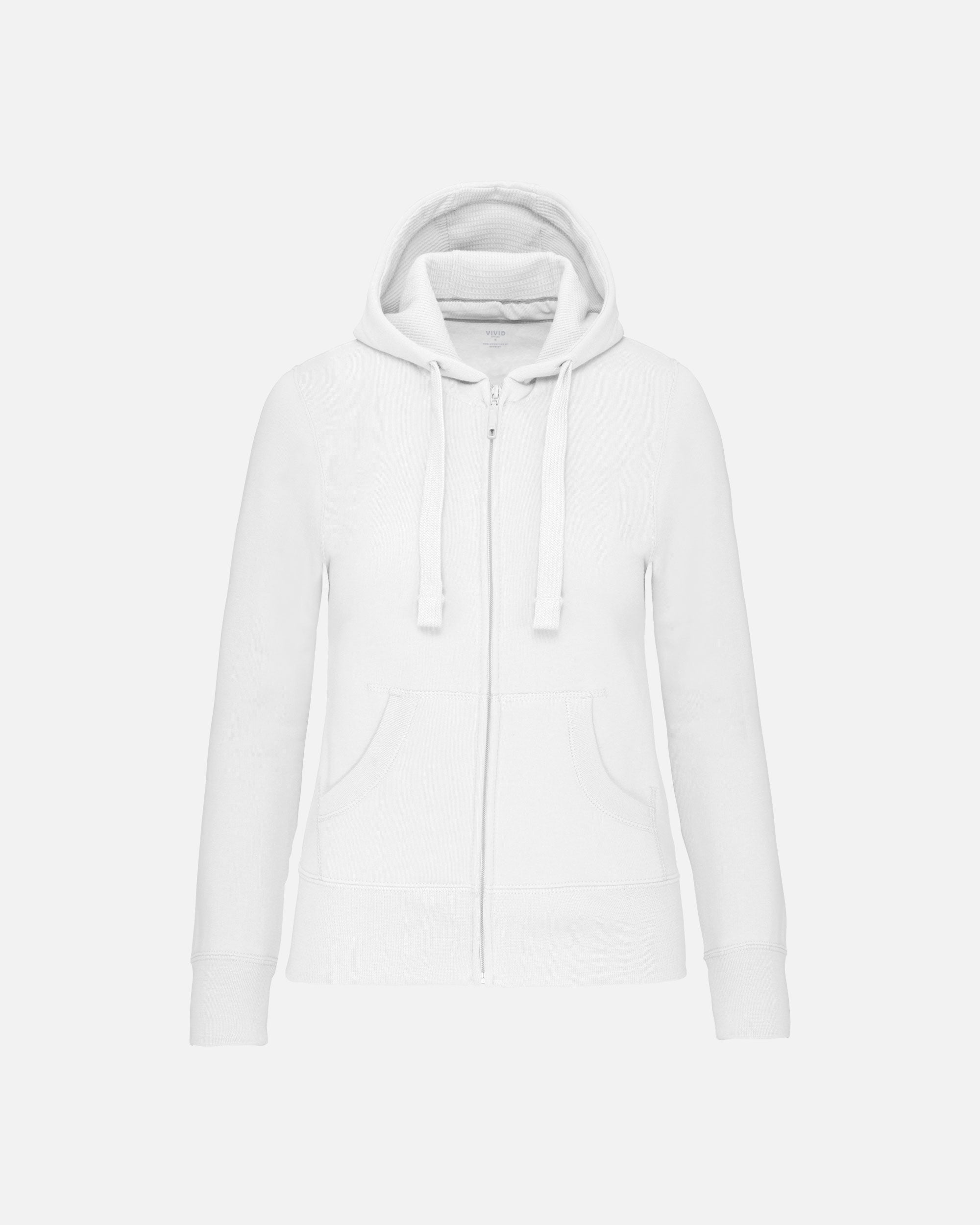 Damen Zip Kapuzensweatshirt White von VIVID