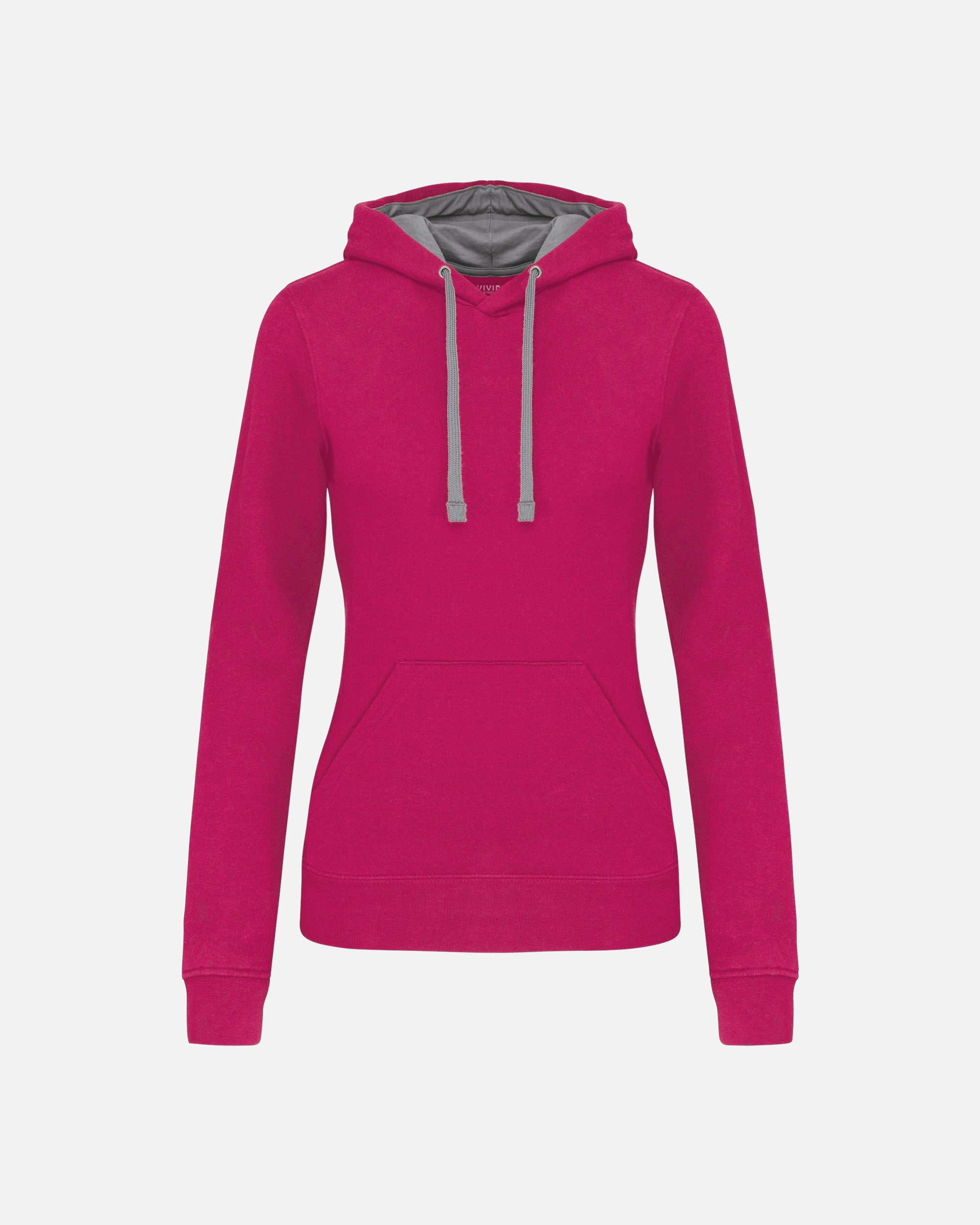 Zweifarbiges Damen Kapuzensweatshirt Hot Pink-Grey von VIVID