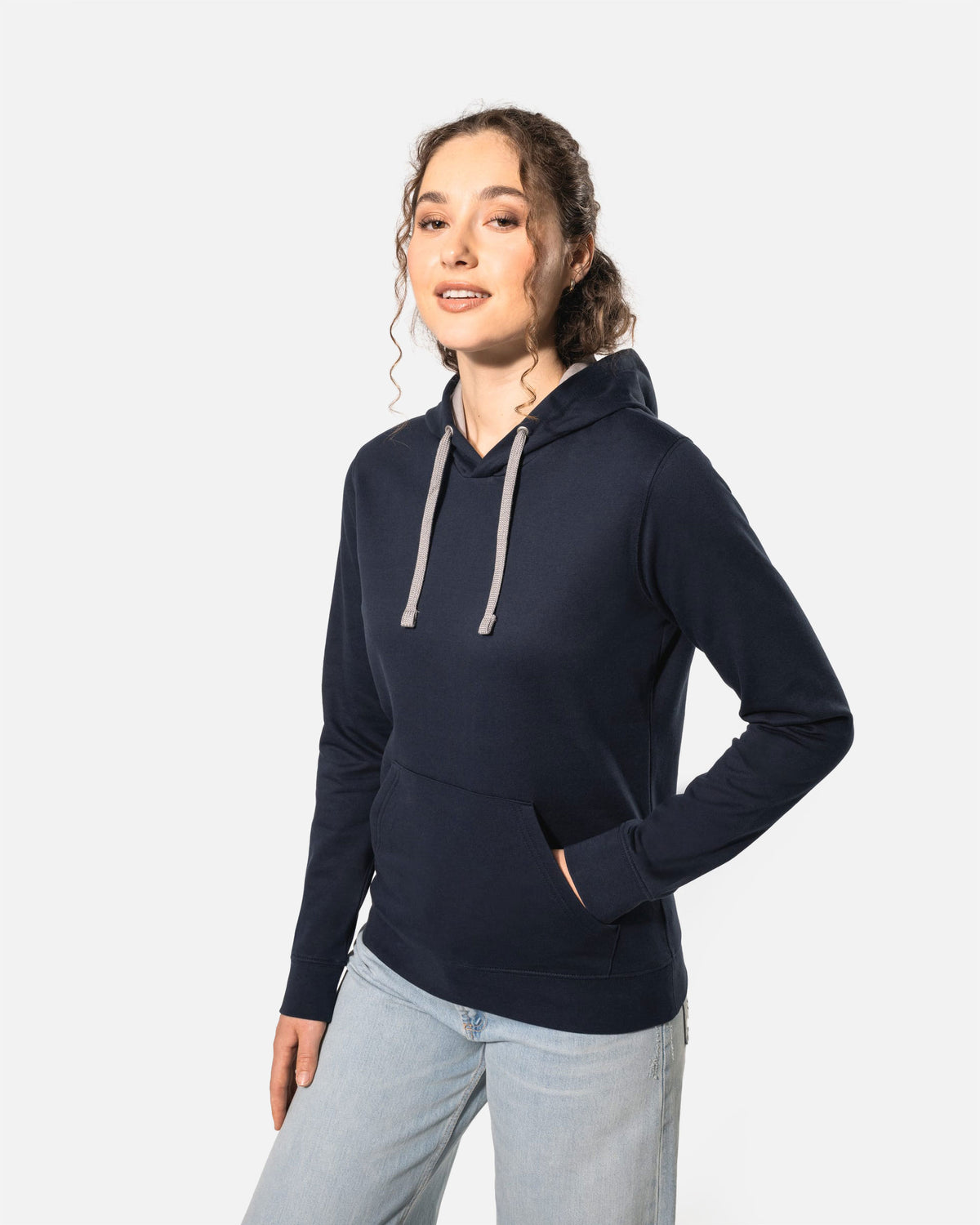 Zweifarbiges Damen Kapuzensweatshirt Navy Blue-Grey von VIVID