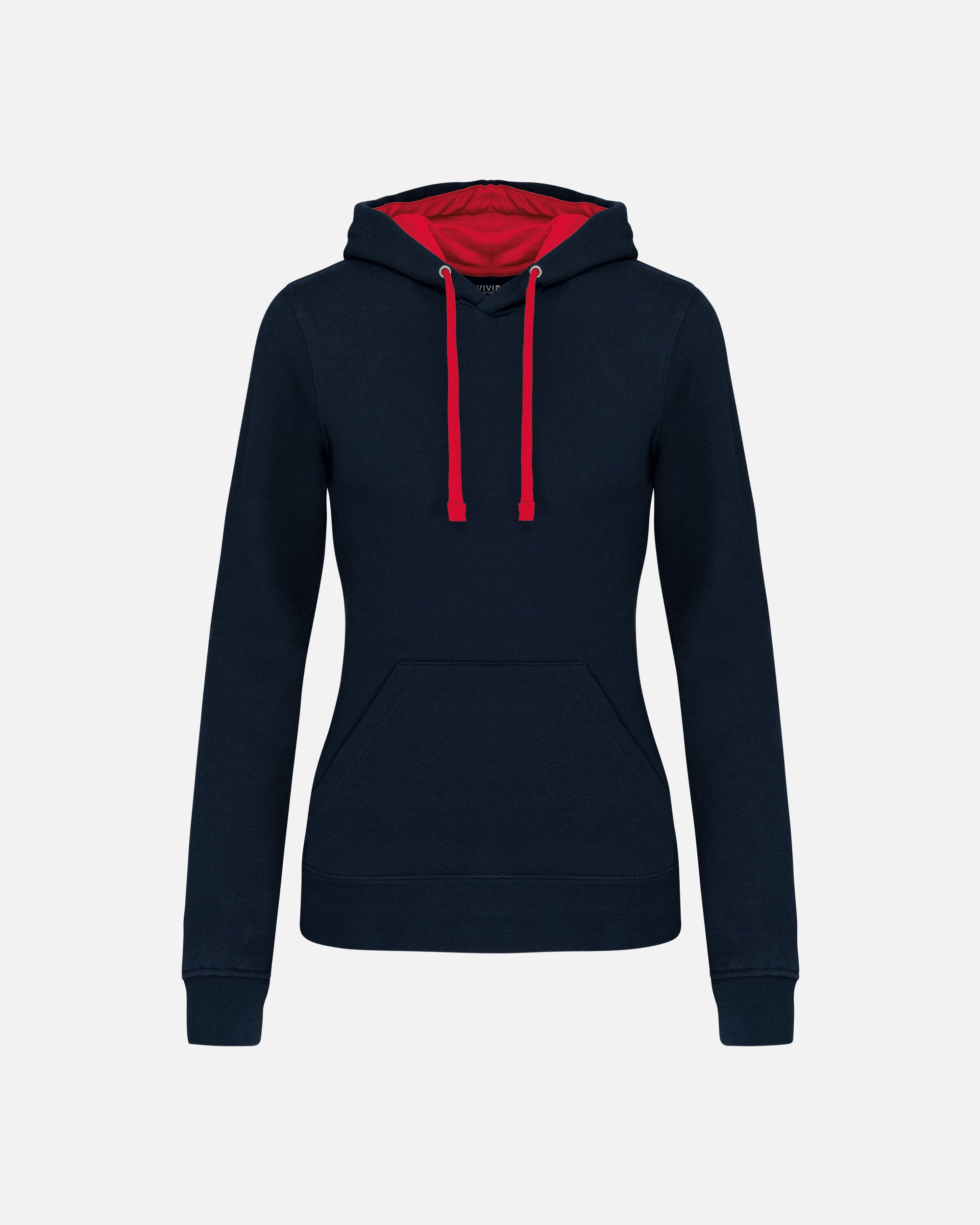 Zweifarbiges Damen Kapuzensweatshirt Navy Blue-Red von VIVID