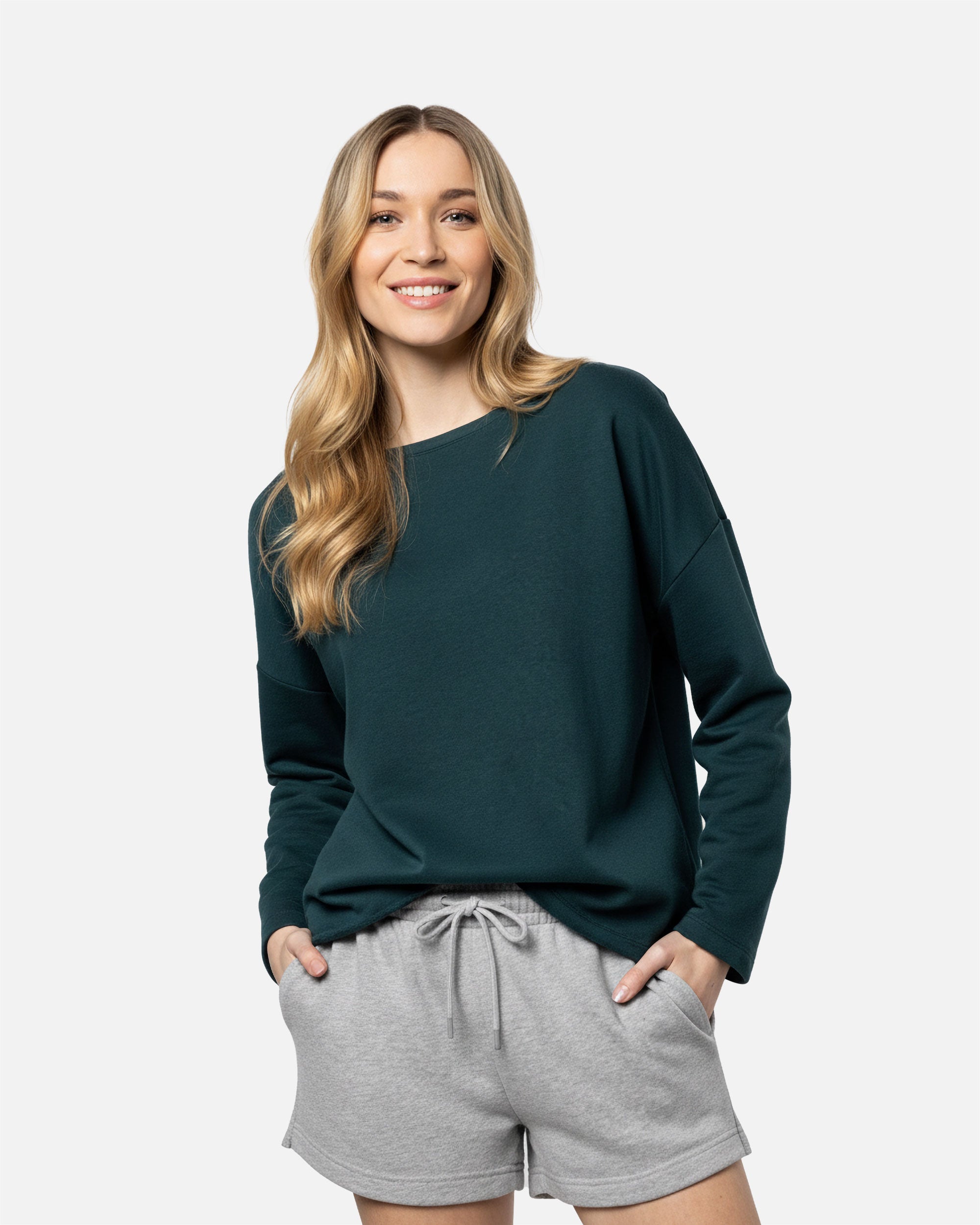Lockeres Damen Sweatshirt Peacock Green von VIVID