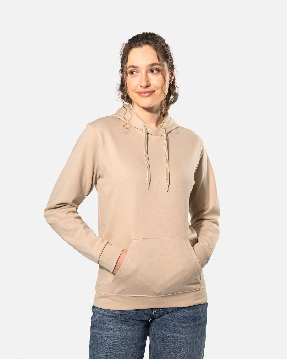 Damen Basic Kapuzensweatshirt Desert Sand von VIVID