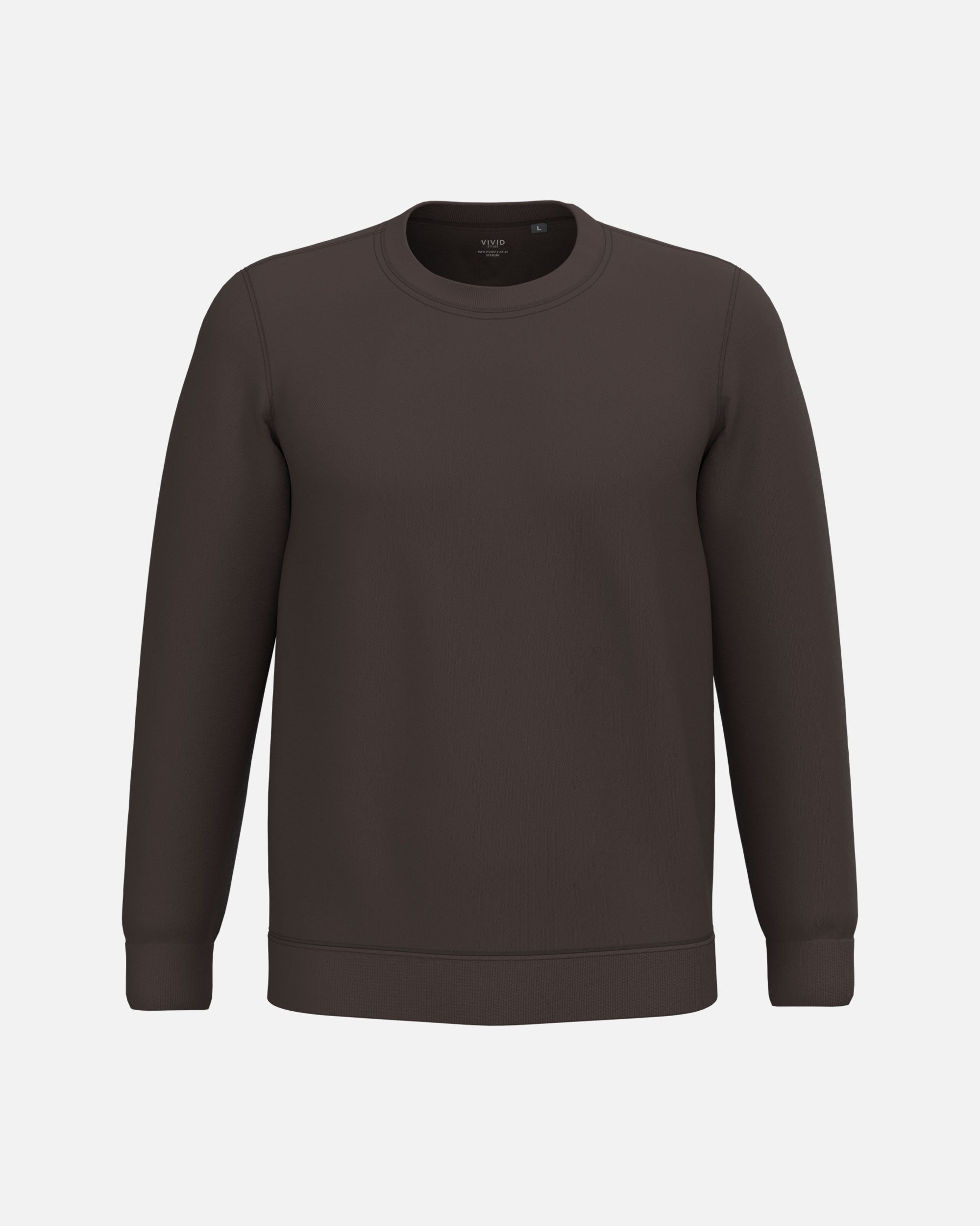 Herren Basic Sweatshirt Chocolate Brown von VIVID
