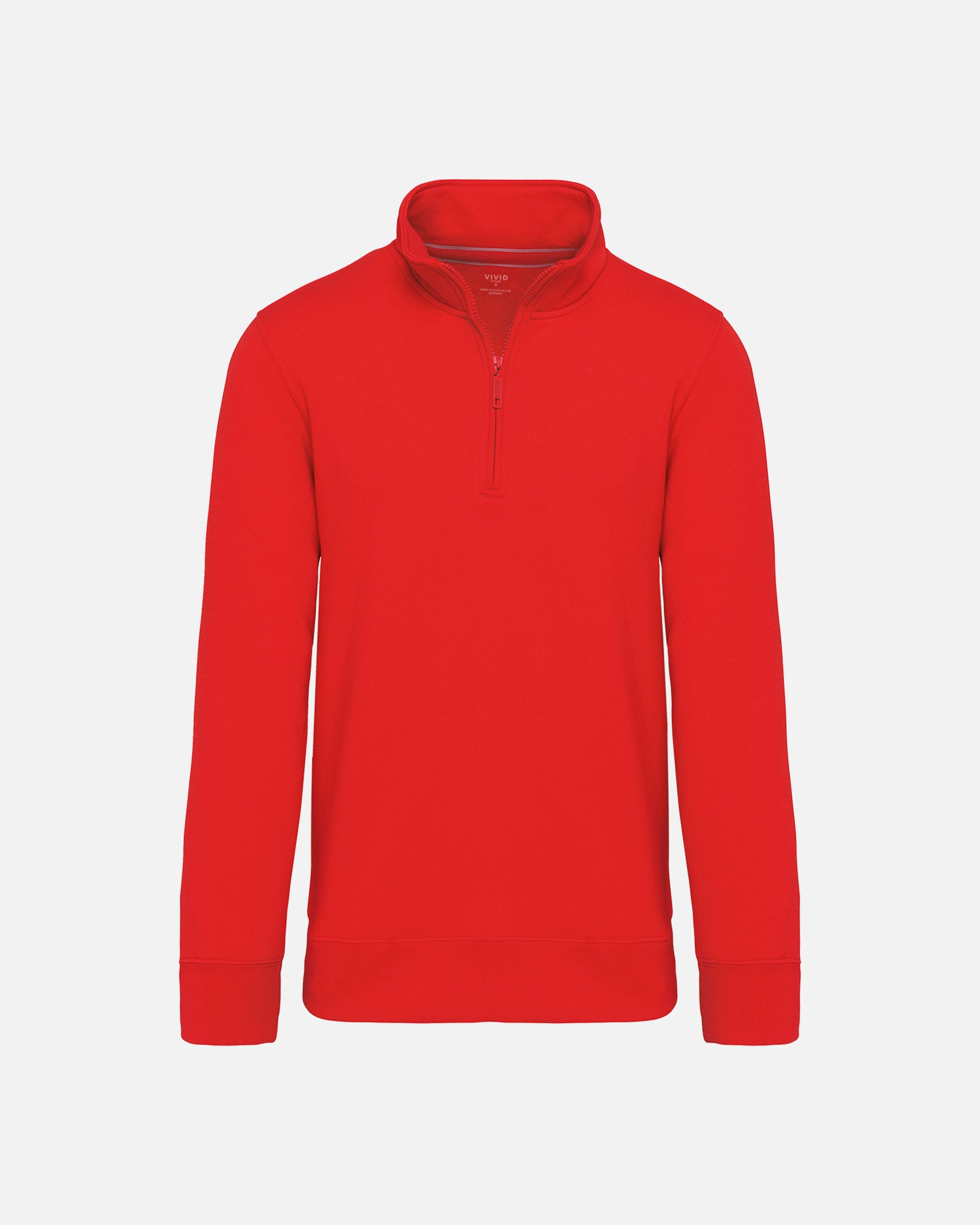 Klassisches Herren 1/4 Zip Sweatshirt Fire Red von VIVID