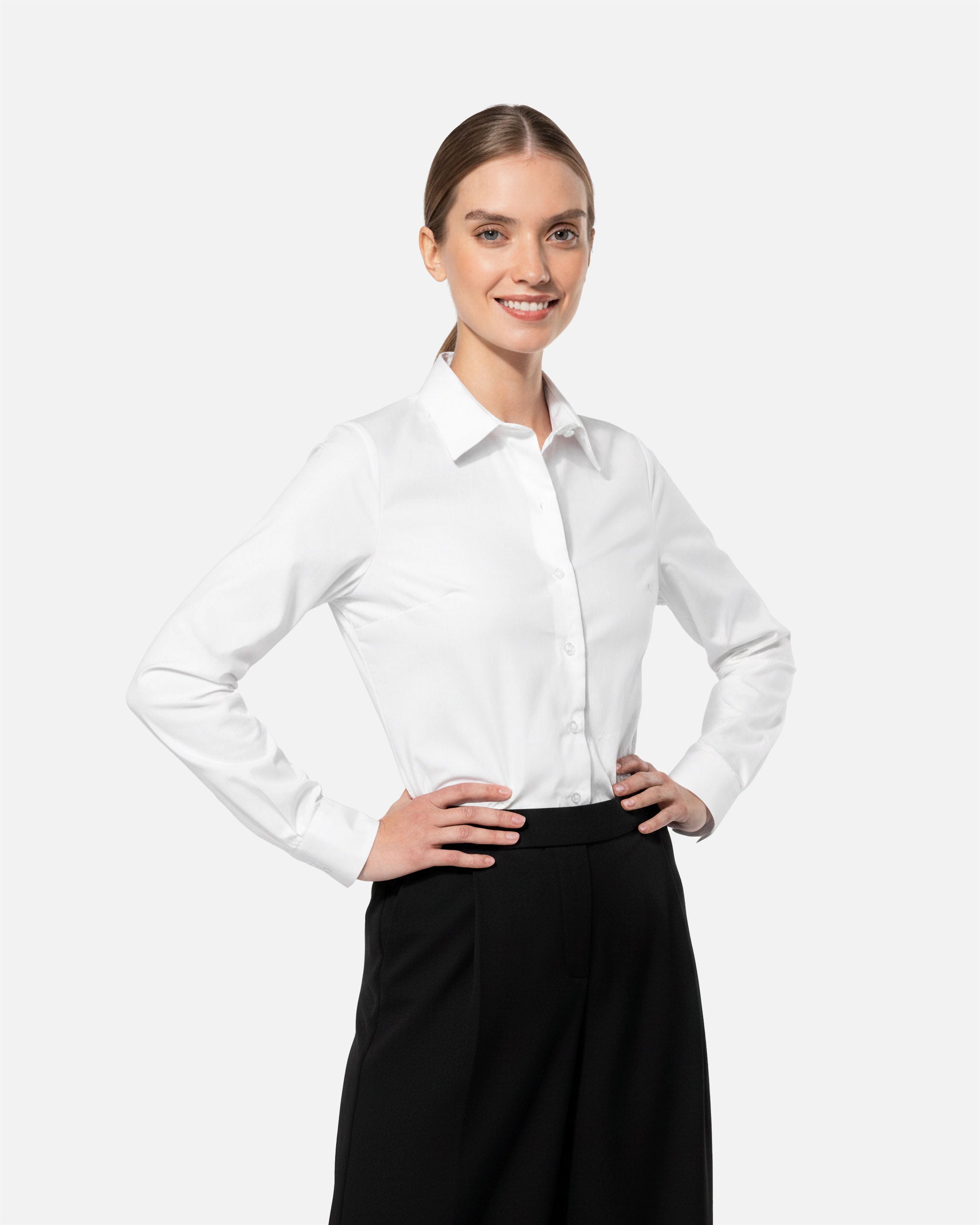 Damen Popeline Langarmbluse White von VIVID