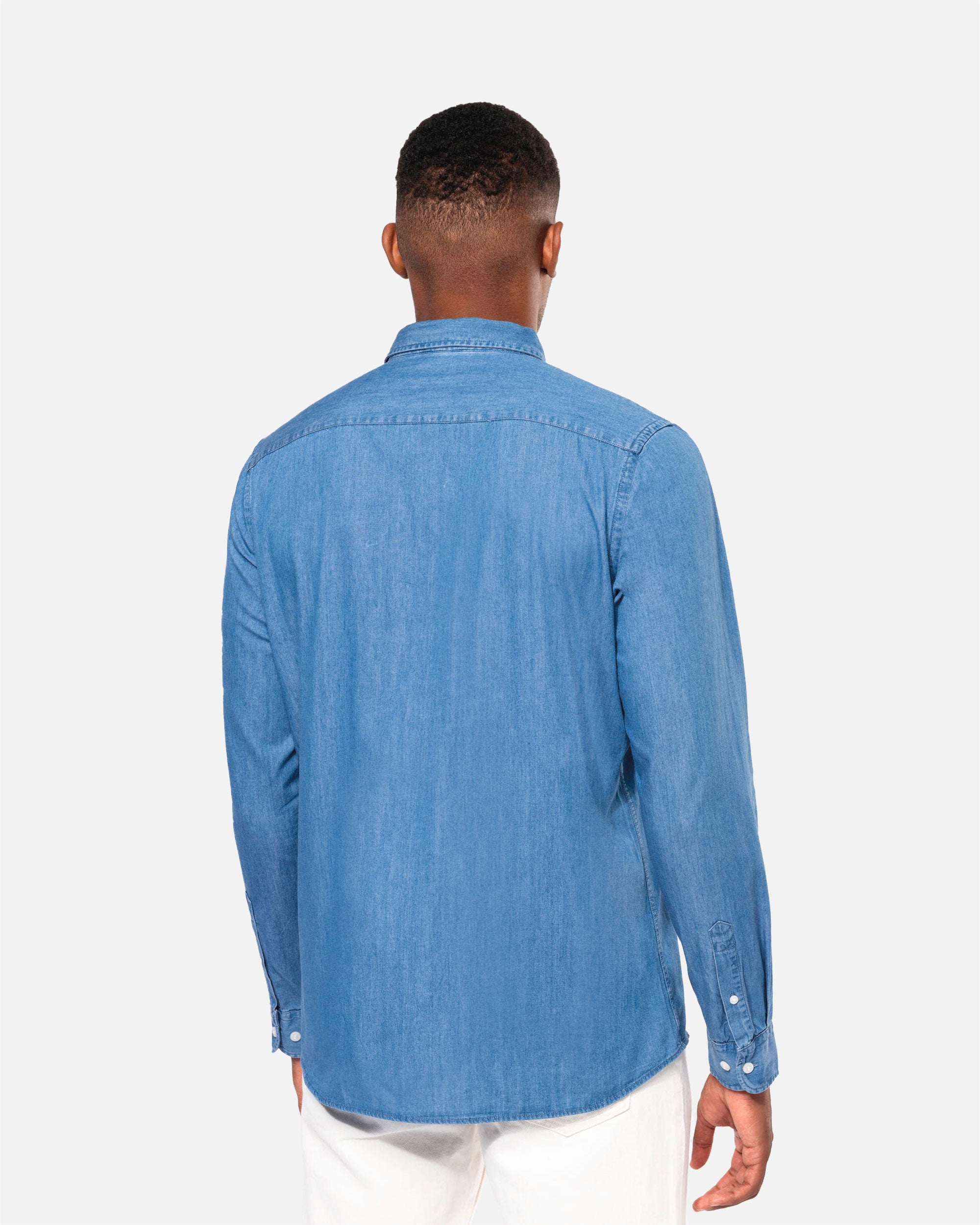 Herren Langarmhemd im Denim-Look