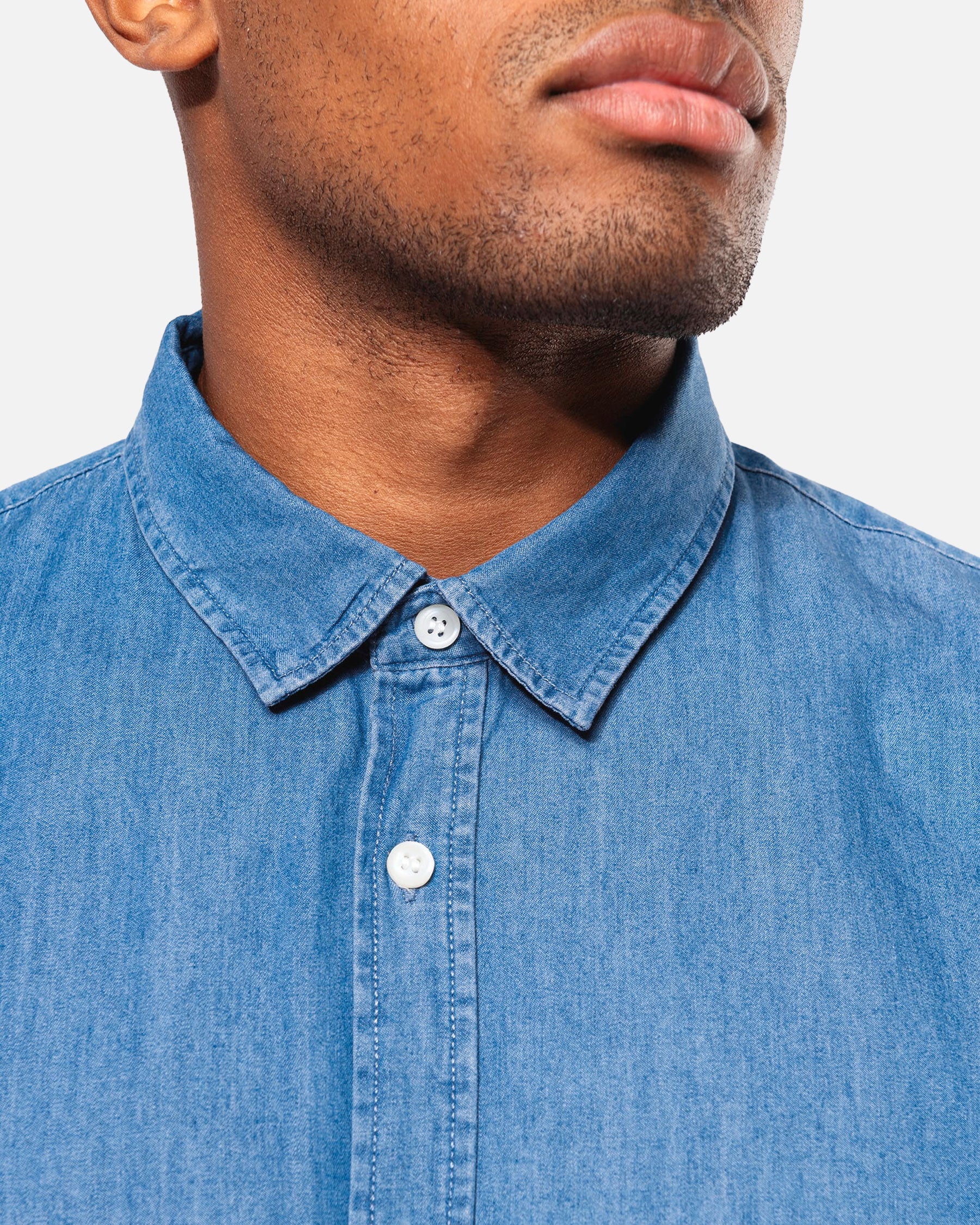 Herren Langarmhemd im Denim-Look
