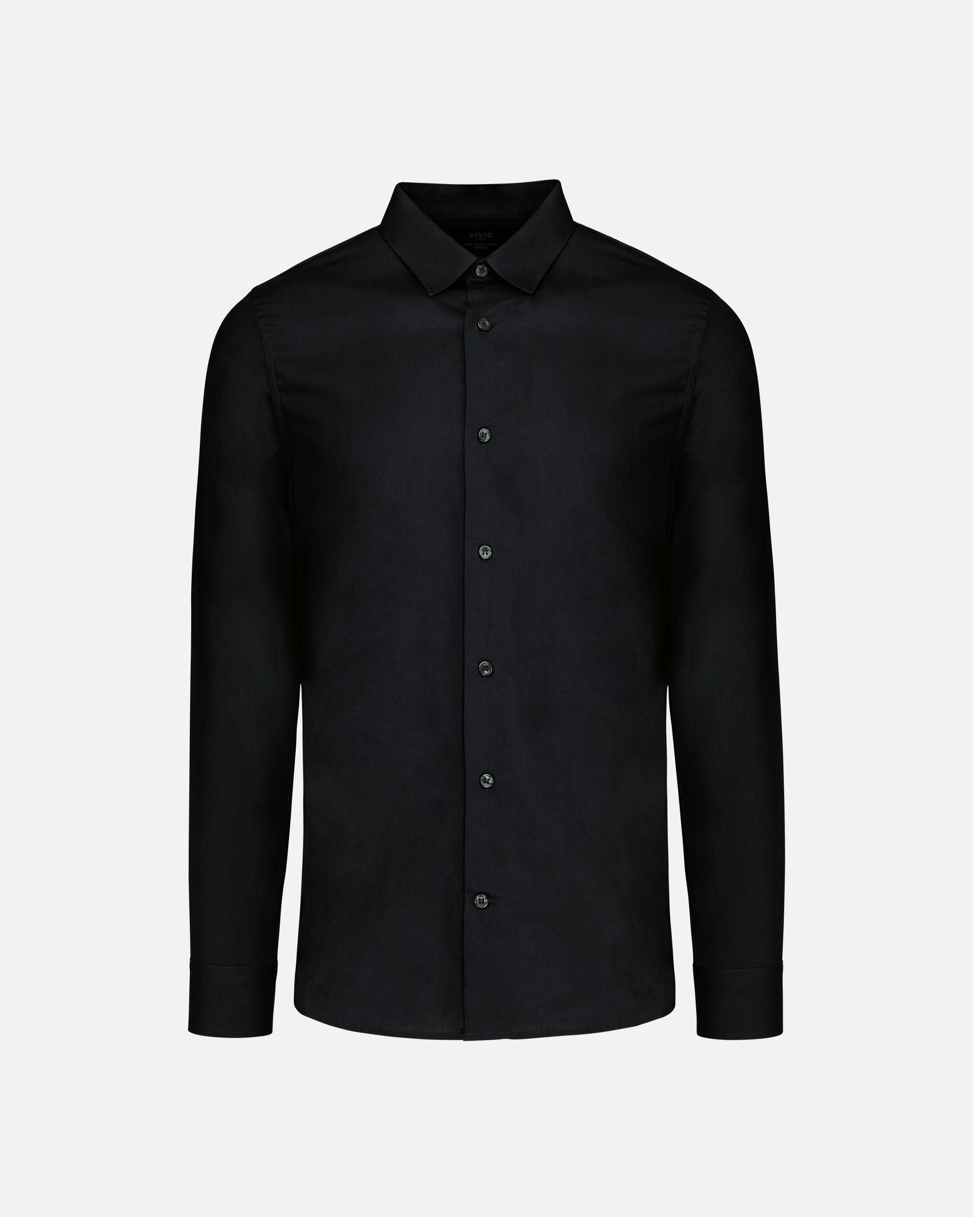 Klassisches Herren Popeline Langarmhemd 2.0 Black von VIVID