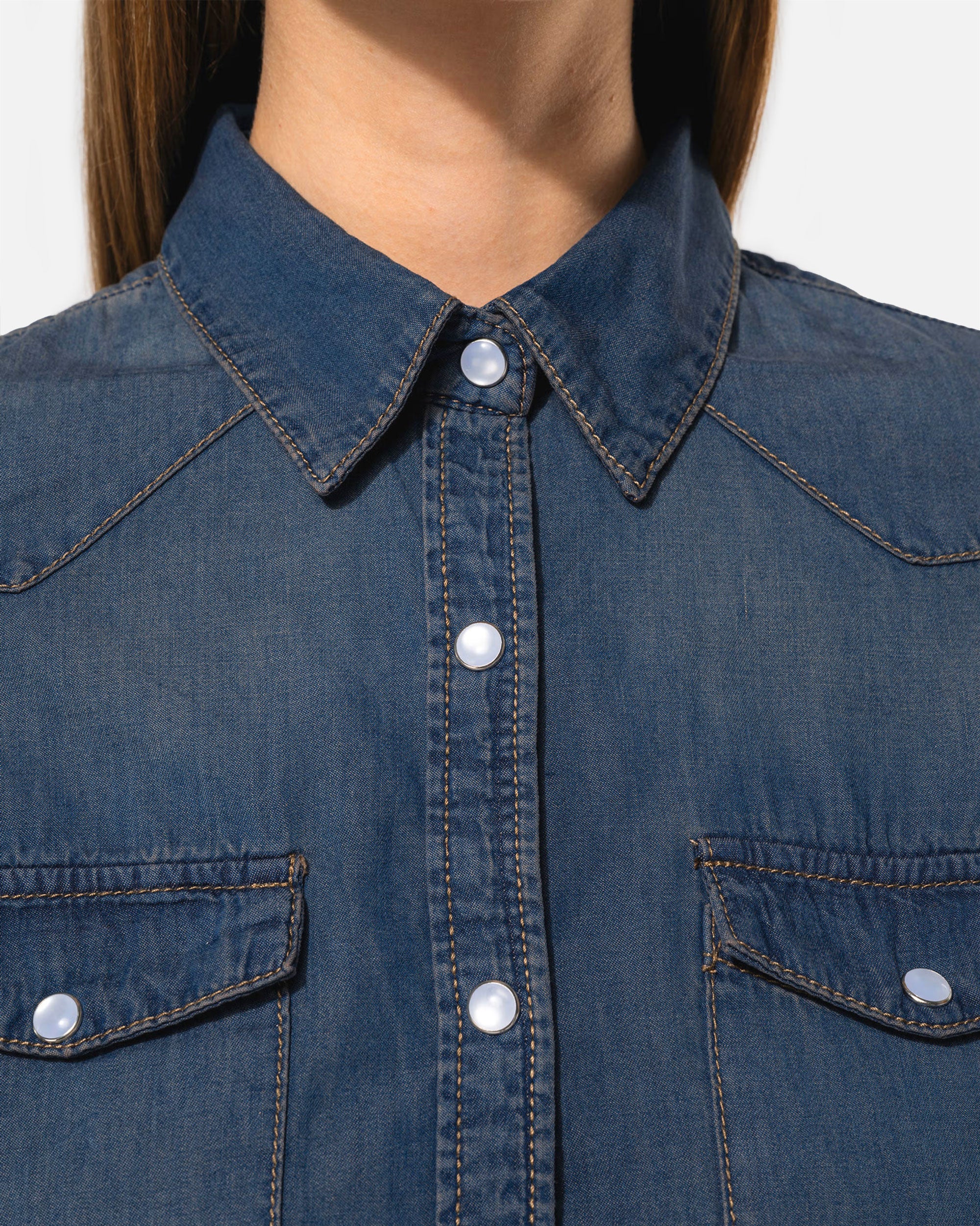 Damen Langarmhemd im Denim-Look von VIVID