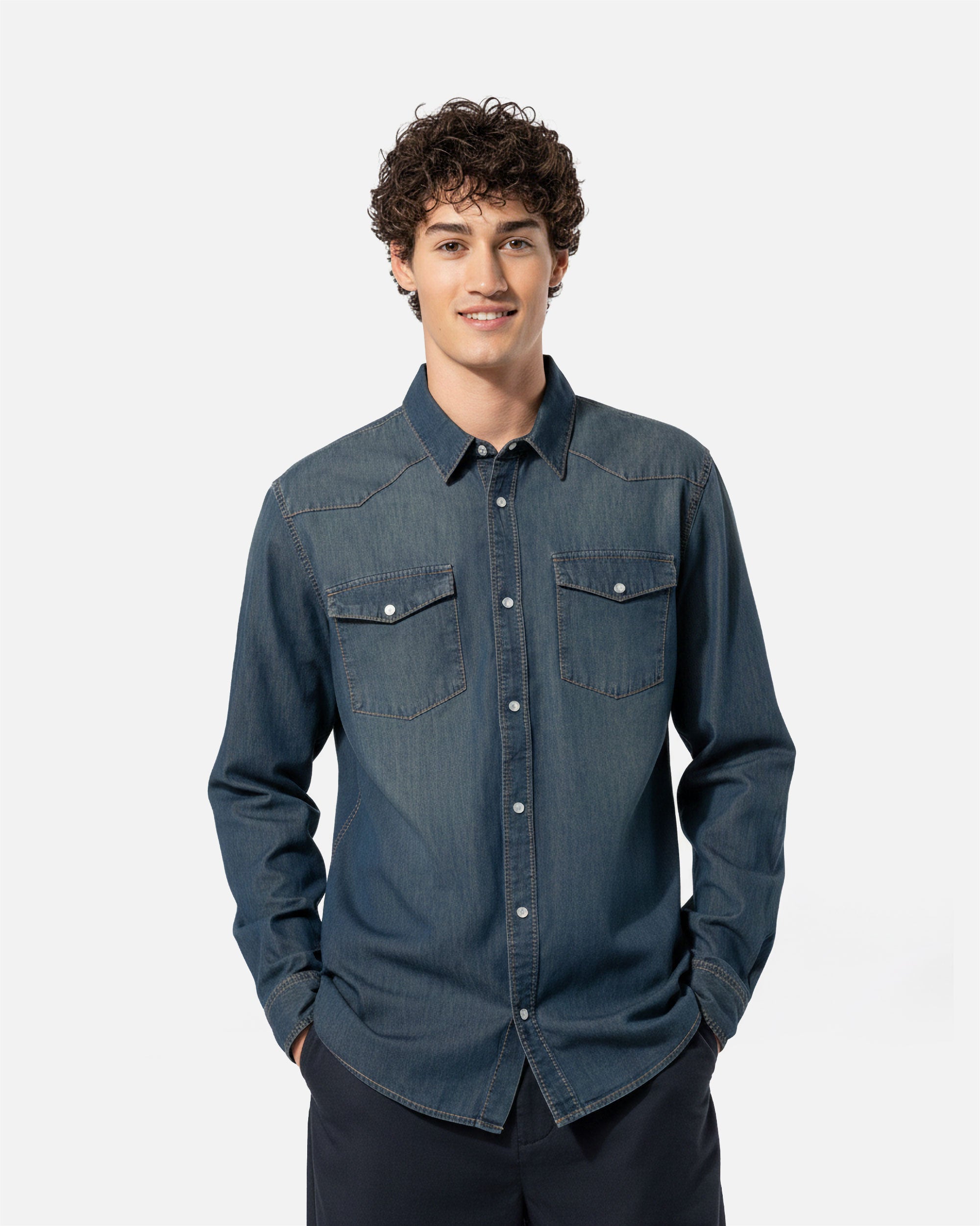 Herren Langarmhemd im Denim-Look 2.0 Blue Jeans von VIVID