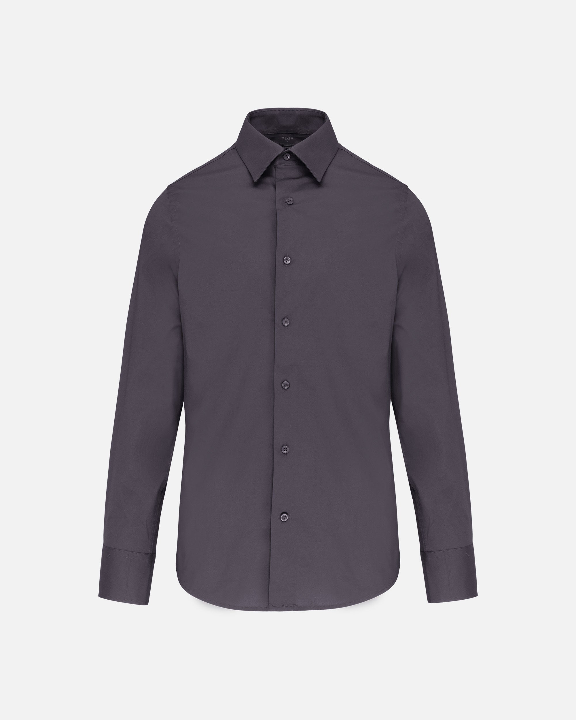 Herren Stretch Langarmhemd Charcoal von VIVID