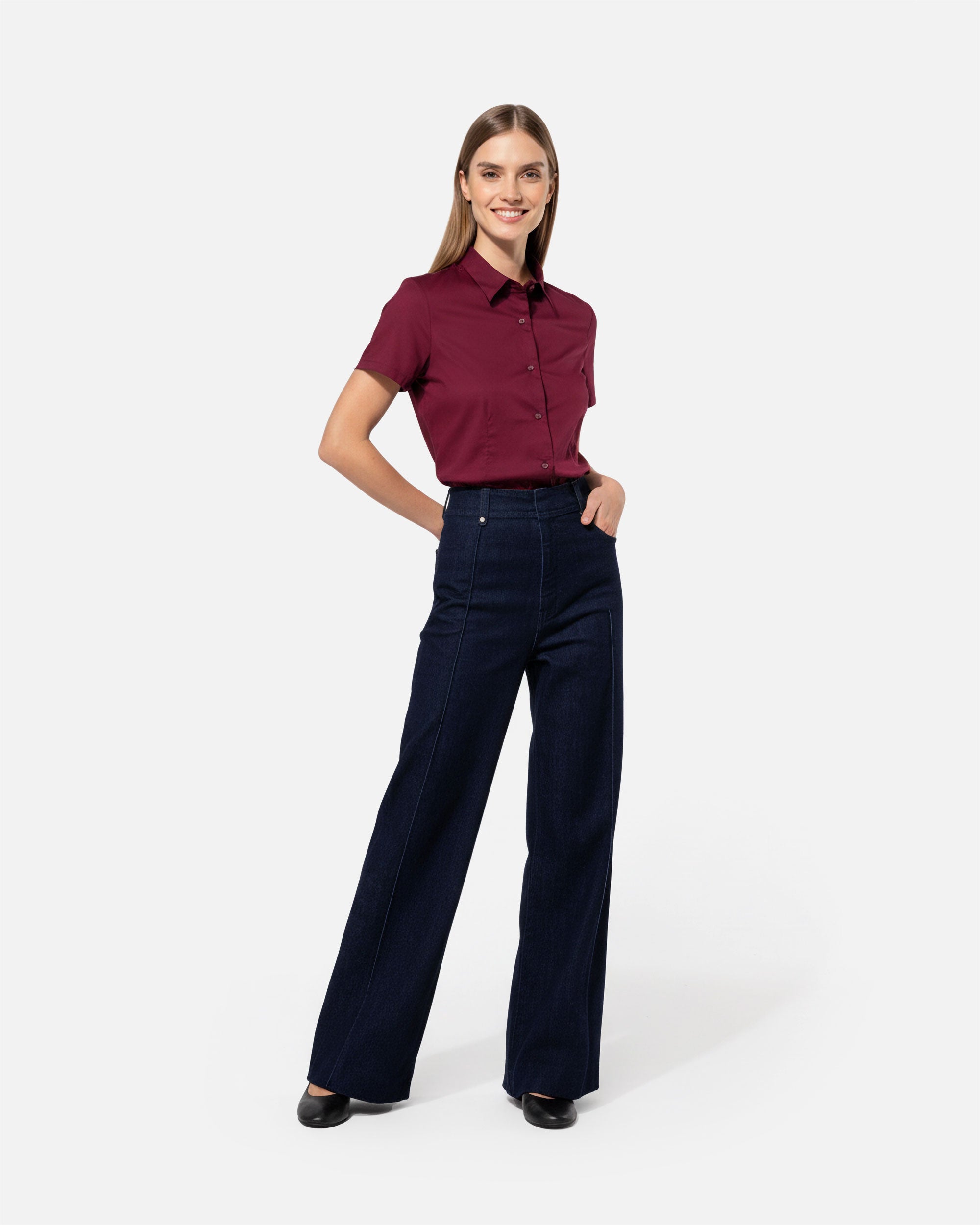 Damen Kurzarm Stretchbluse von VIVID