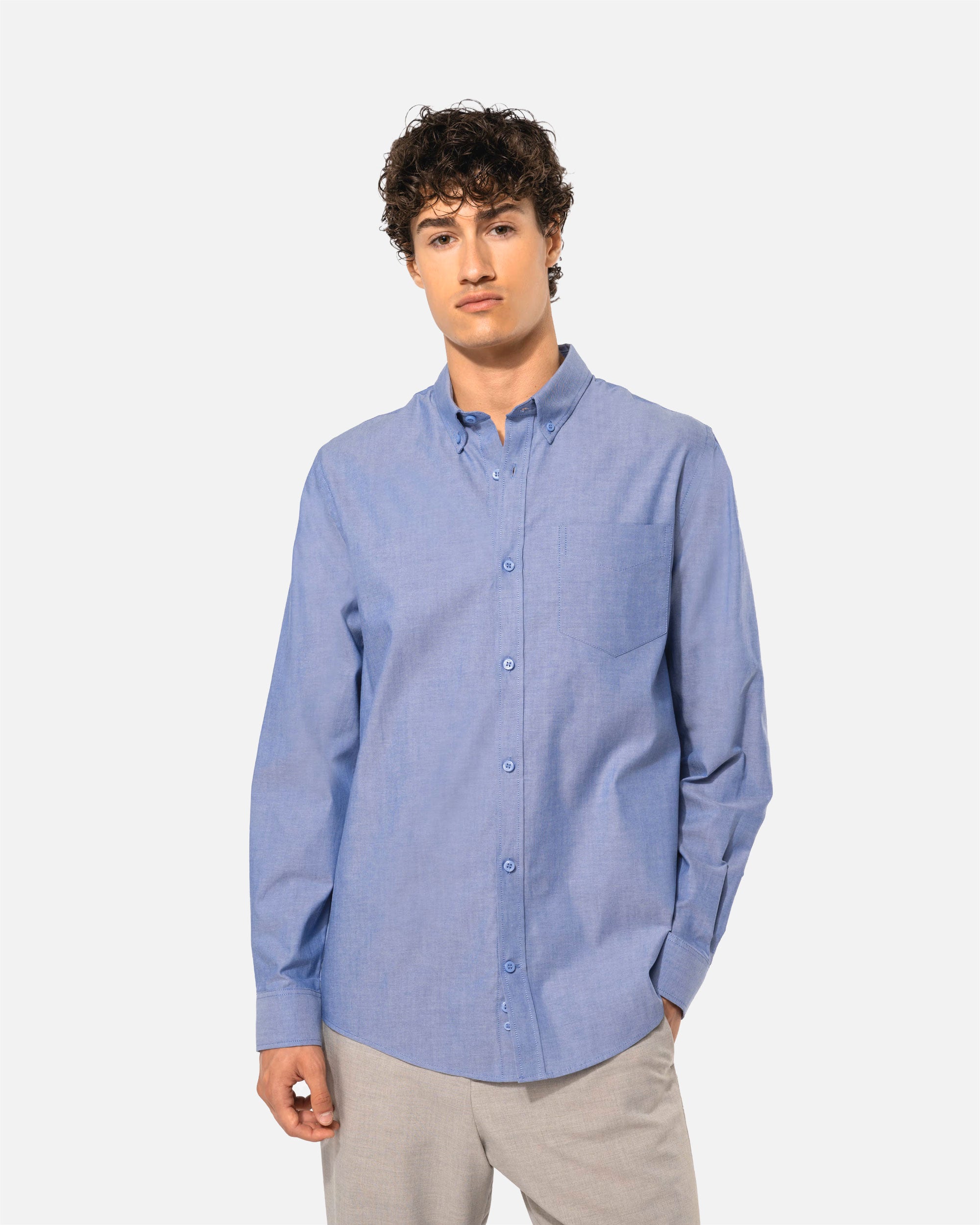 Herren Oxford Langarmhemd Oxford Cobalt Blue von VIVID