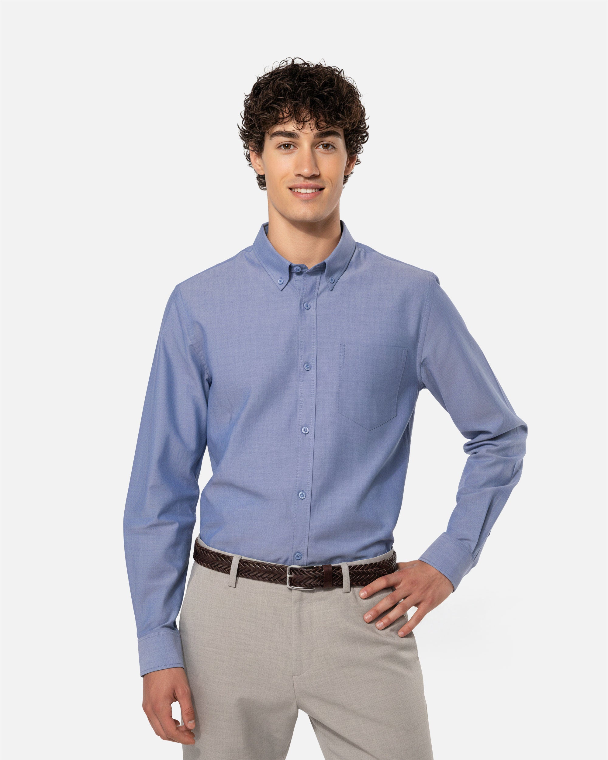 Herren Oxford Langarmhemd Oxford Cobalt Blue von VIVID