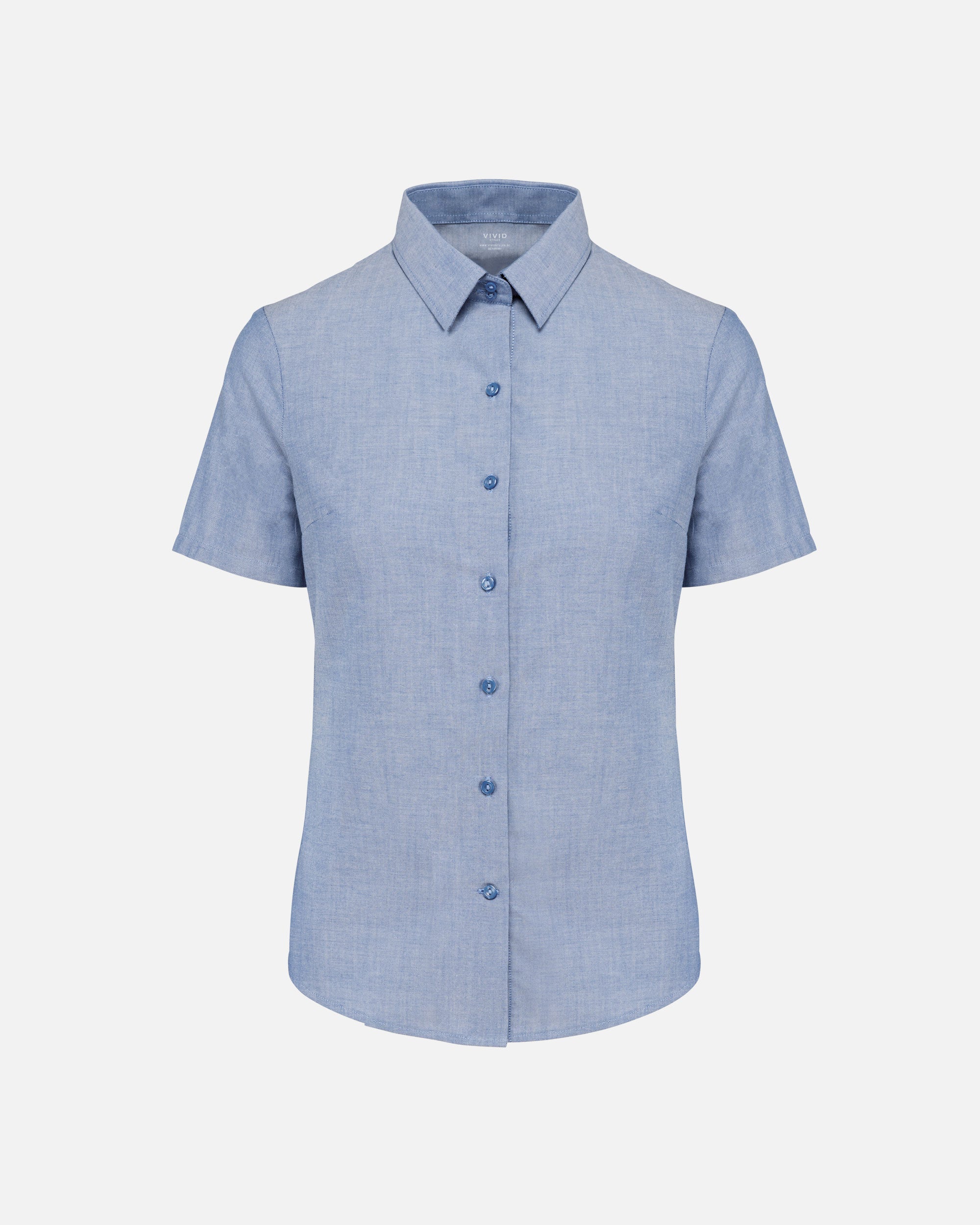 Damen Oxford Kurzarmbluse Oxford Cobalt Blue von VIVID