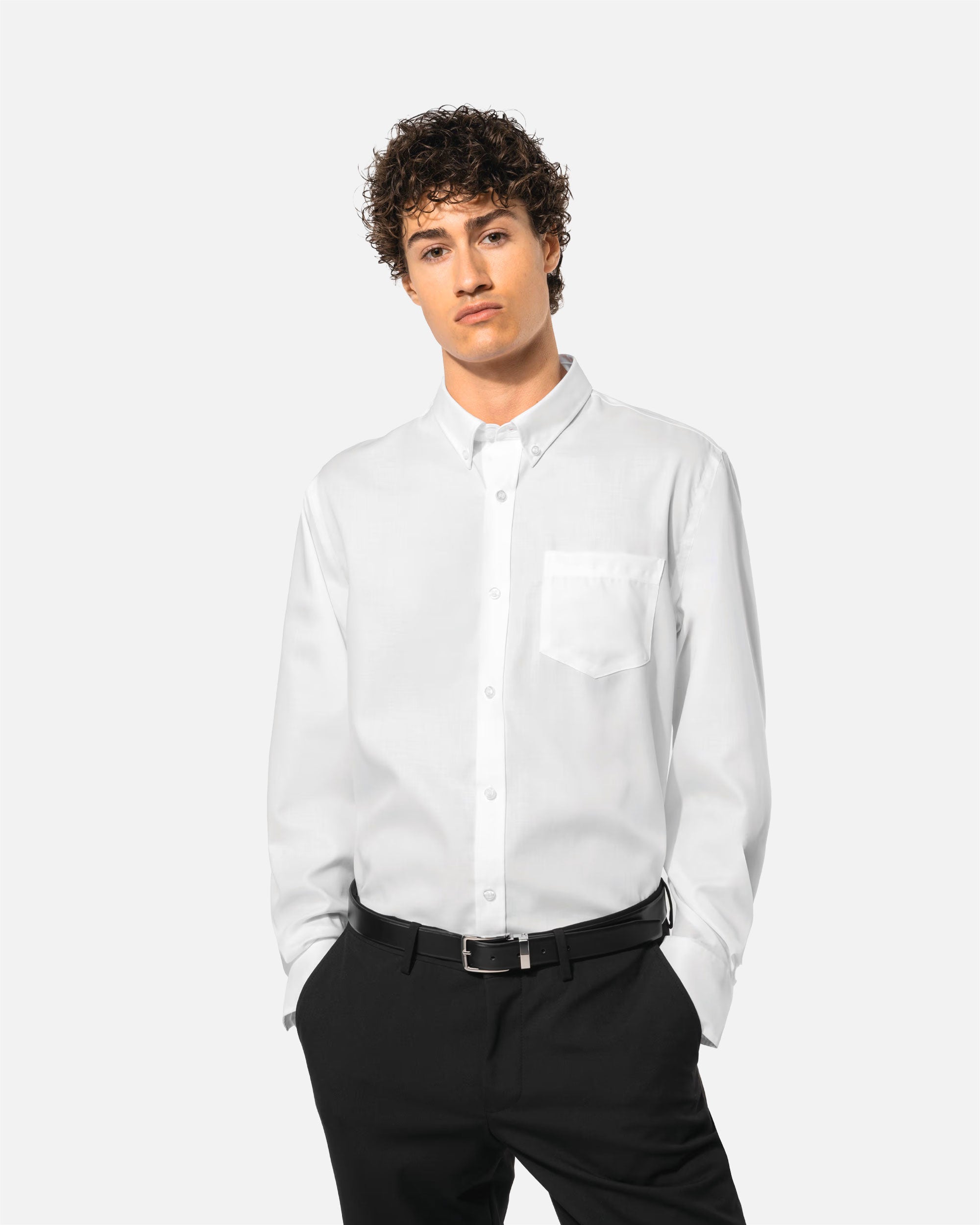 Bügelfreies Herren Langarmhemd White von VIVID