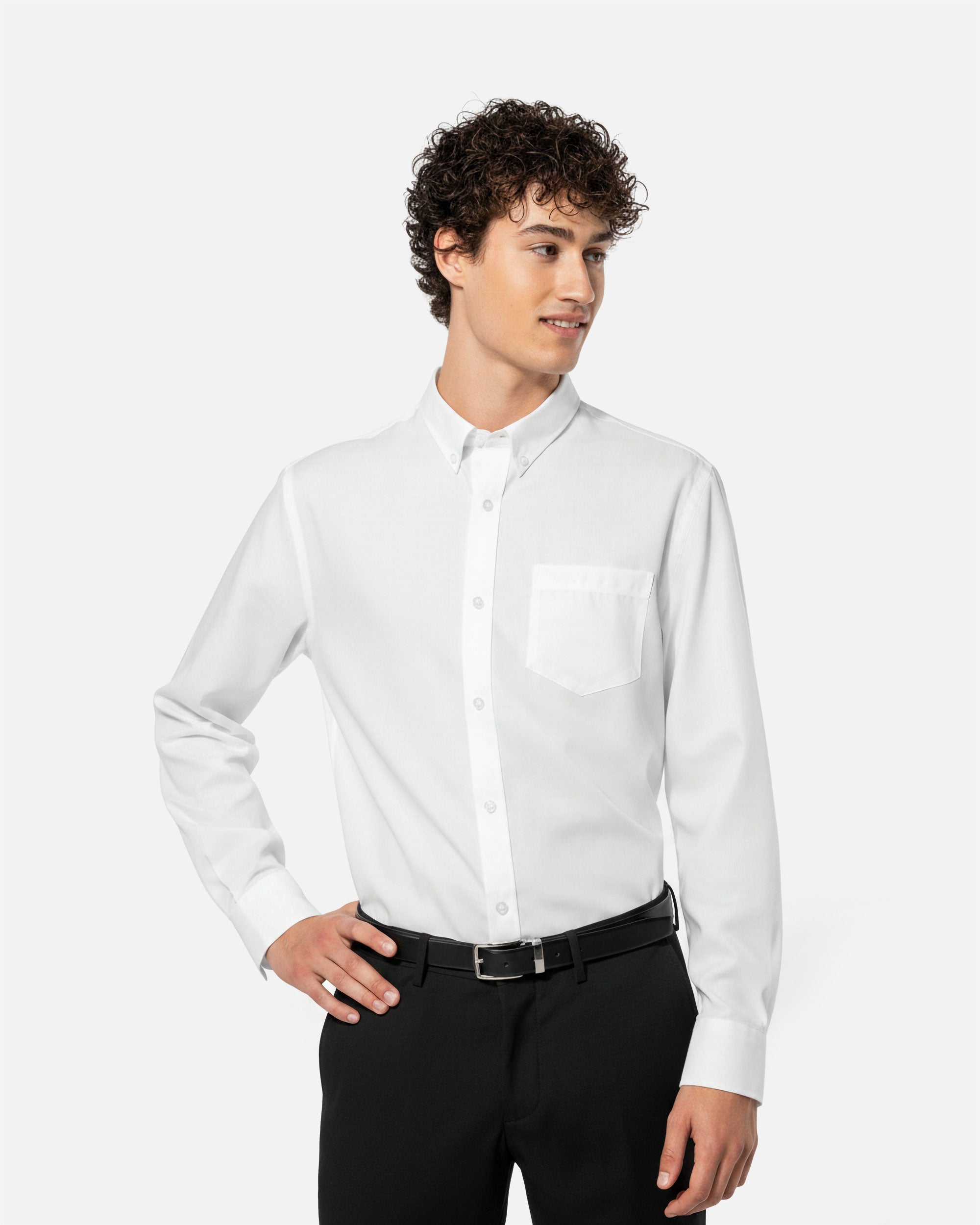 Bügelfreies Herren Langarmhemd White von VIVID