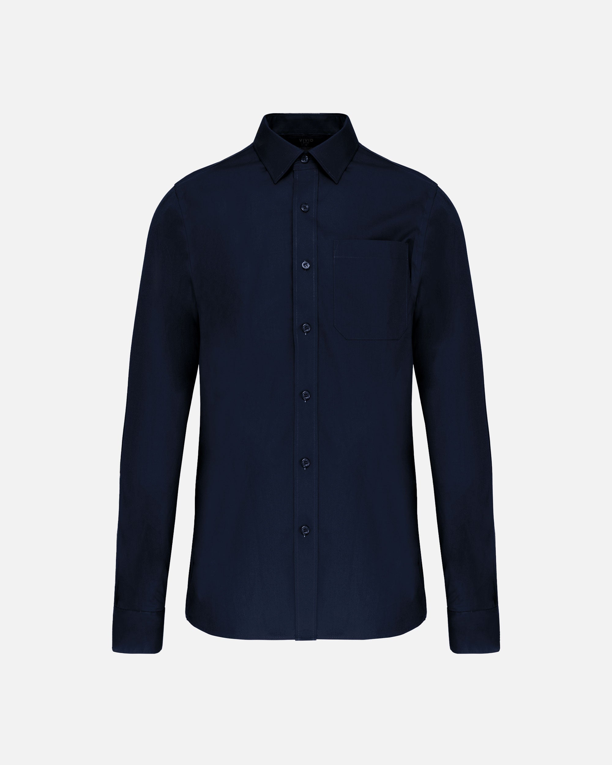 Klassisches Herren Popeline Langarmhemd Navy Blue von VIVID