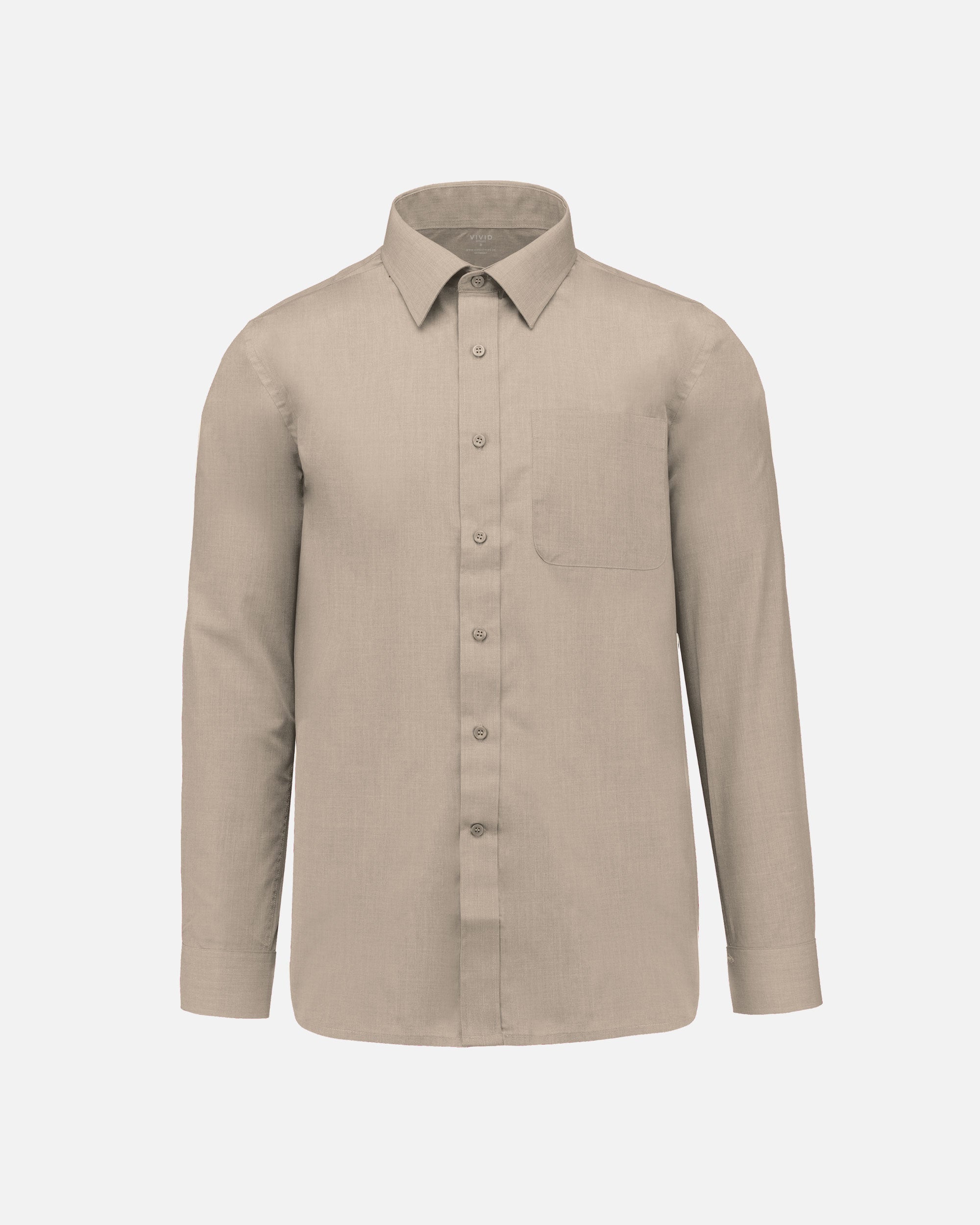 Herren Popeline Langarmhemd Desert Sand von VIVID