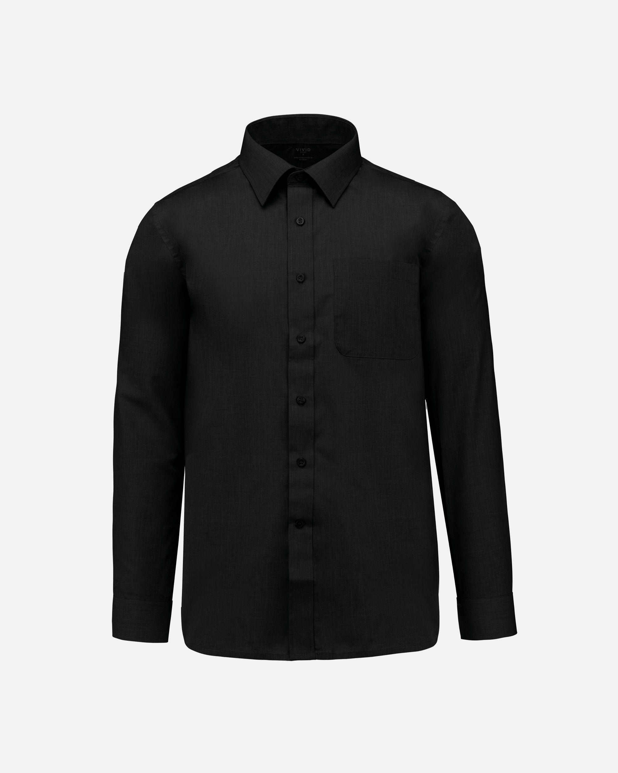 Herren Popeline Langarmhemd Black von VIVID