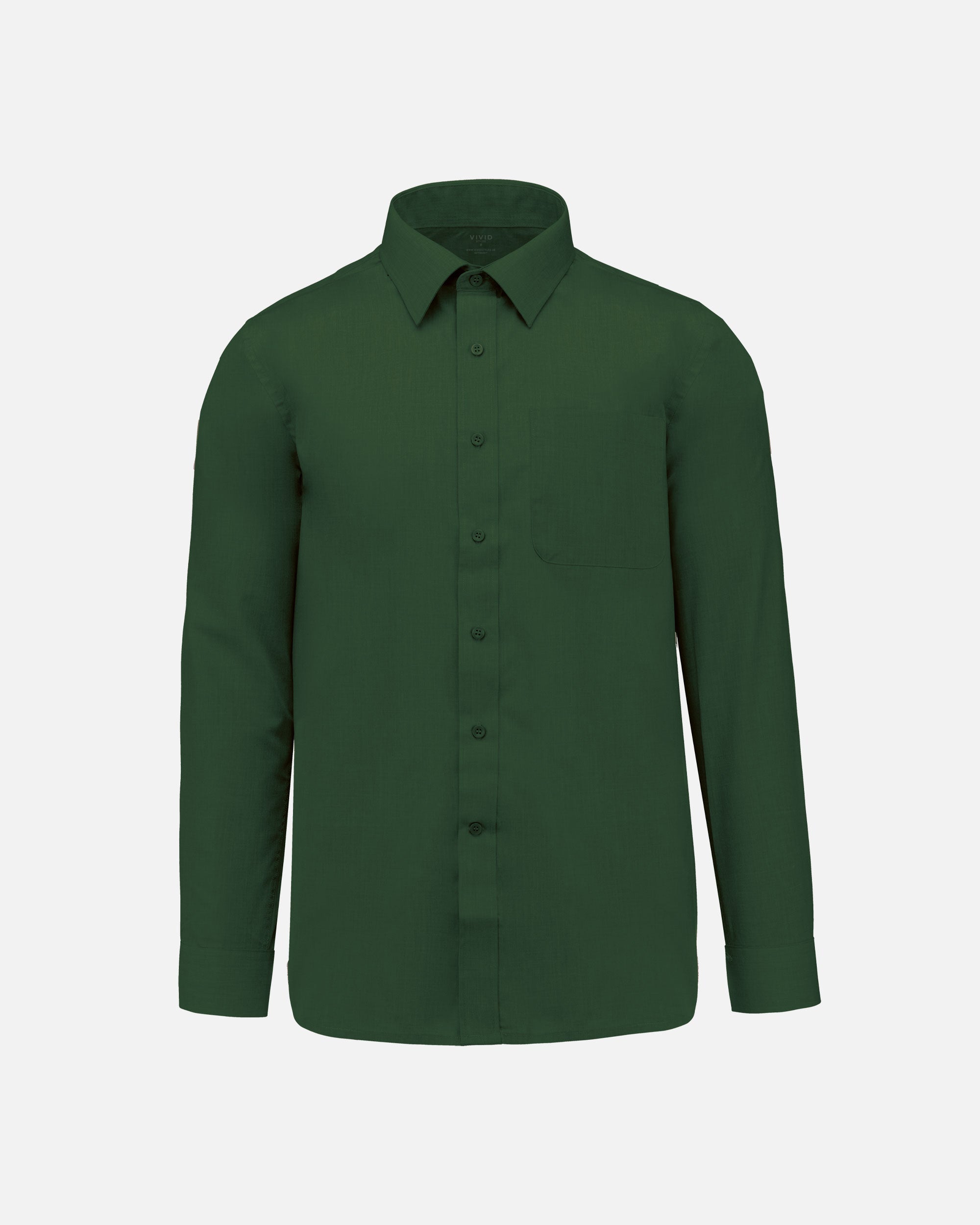 Herren Popeline Langarmhemd Forest Green von VIVID