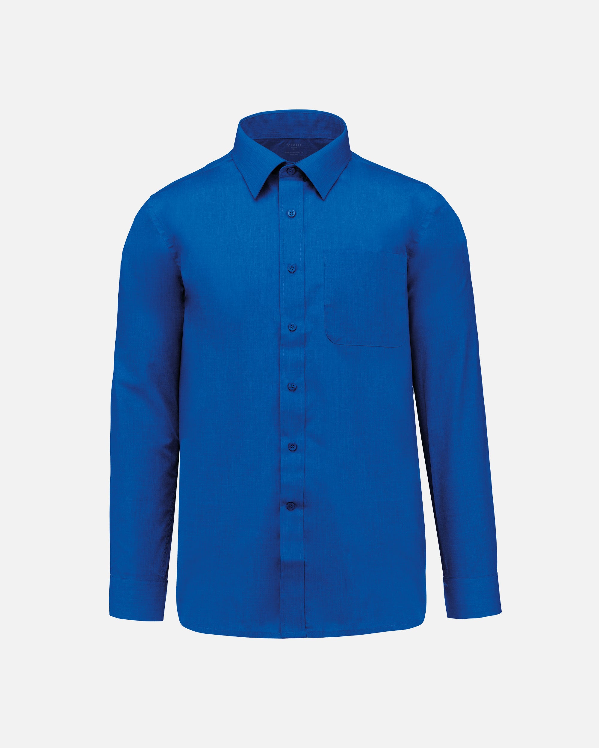 Herren Popeline Langarmhemd Light Royal Blue von VIVID