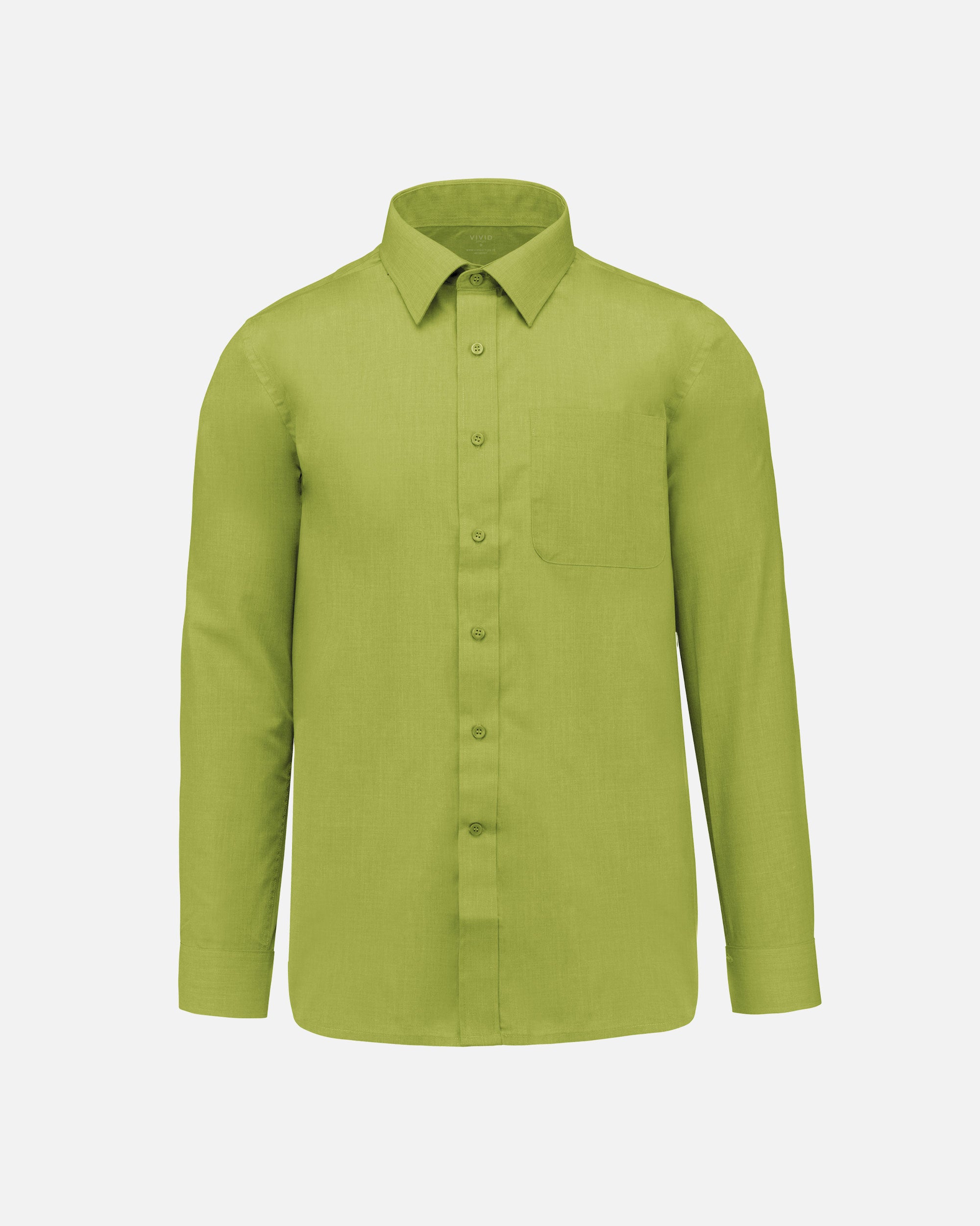 Herren Popeline Langarmhemd Lime Green von VIVID
