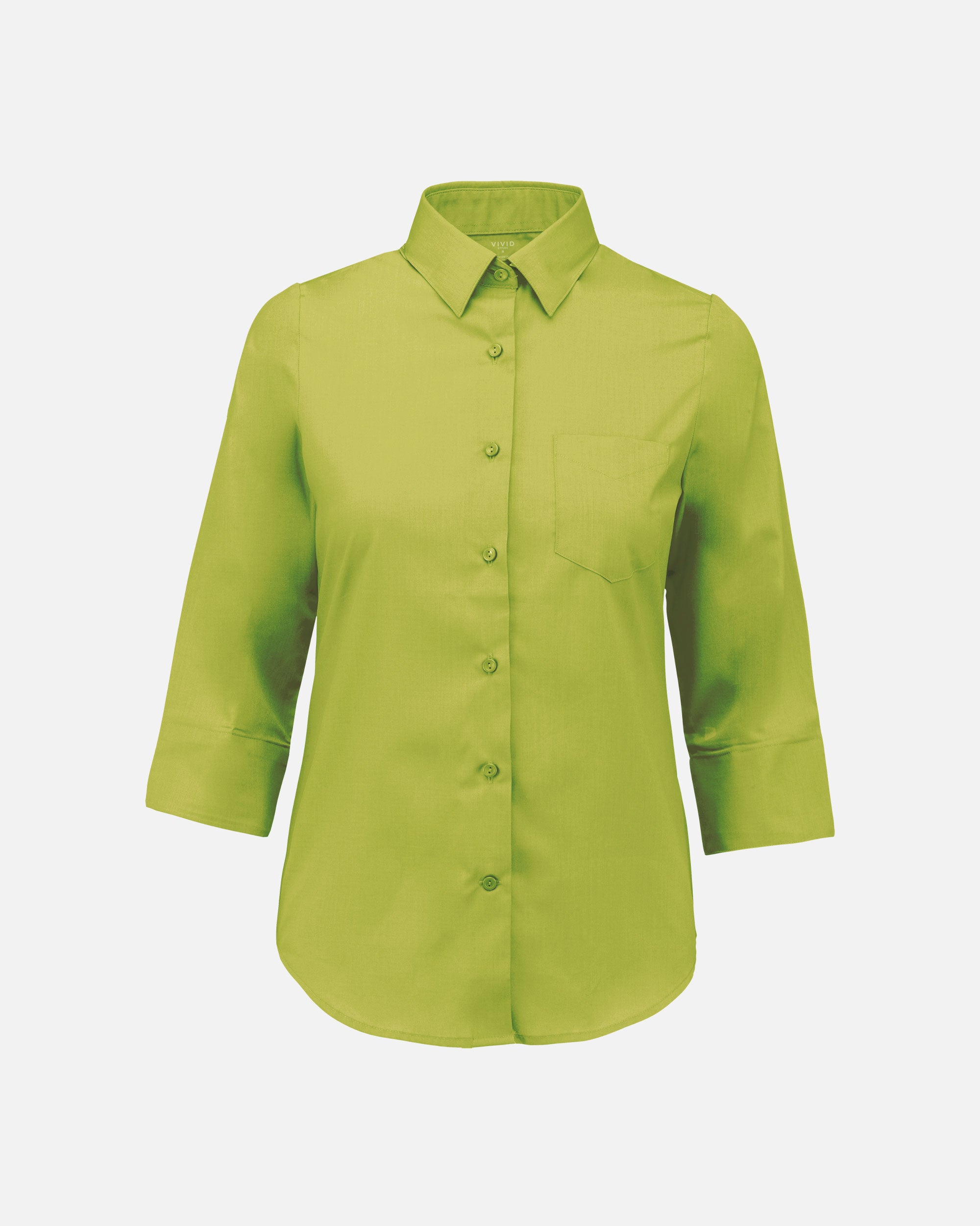 Damen ¾ Popeline Hemd Lime Green von VIVID