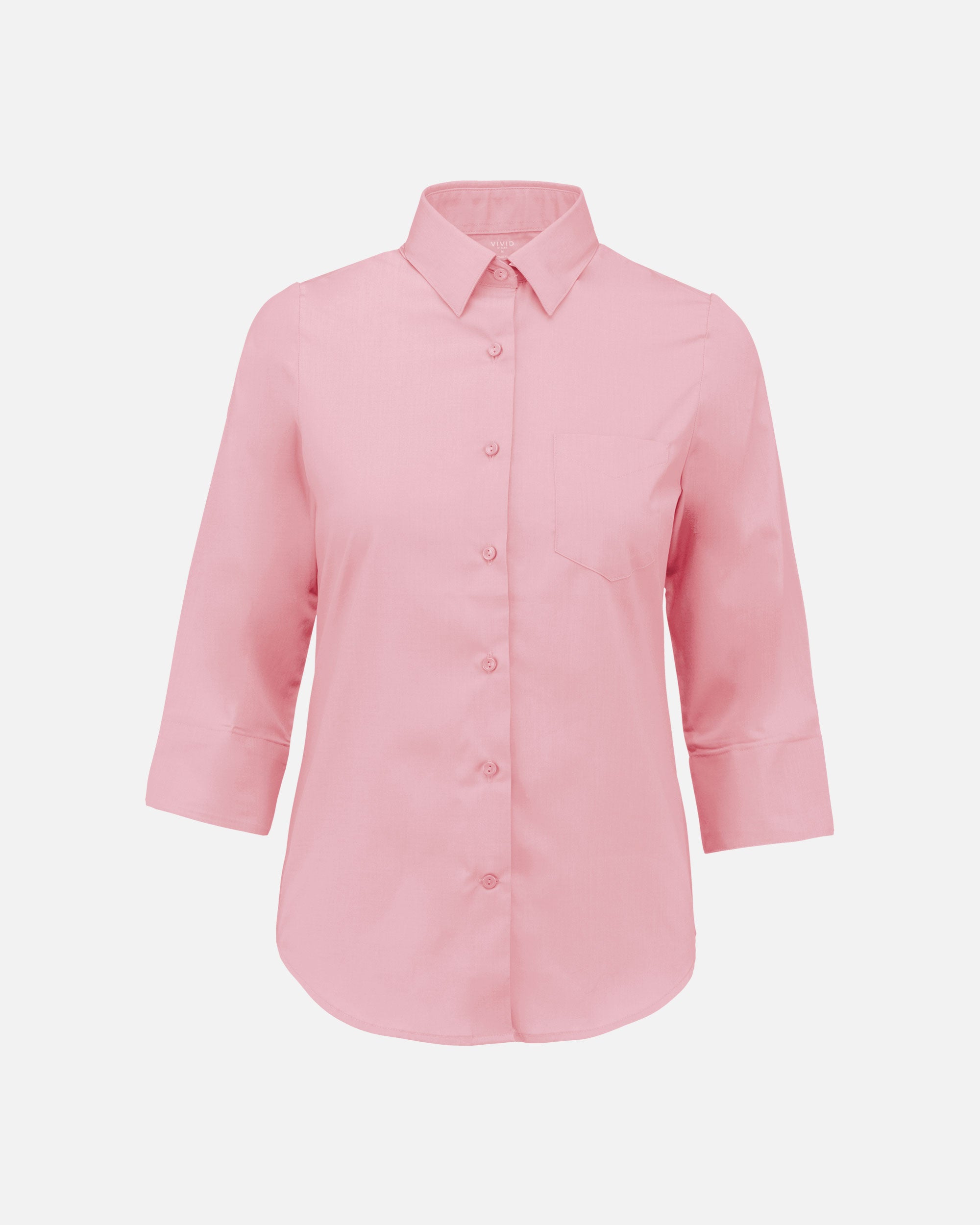 Damen ¾ Popeline Hemd Light Pink von VIVID