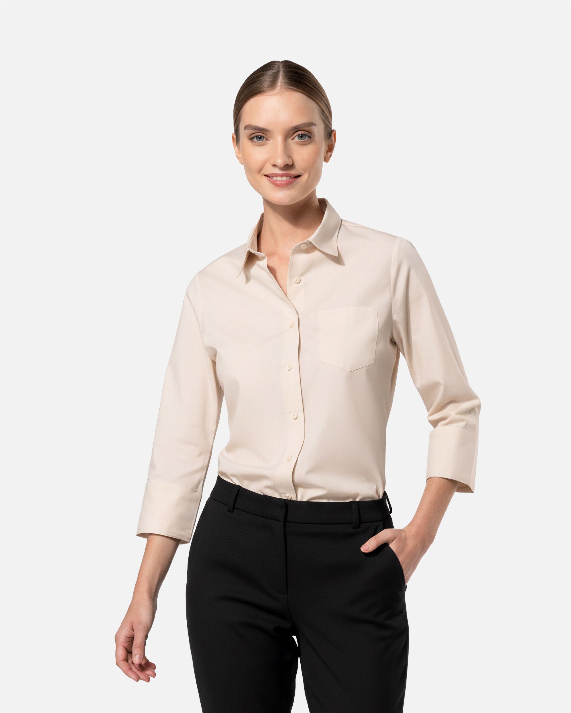 Damen ¾ Popeline Hemd Desert Sand von VIVID