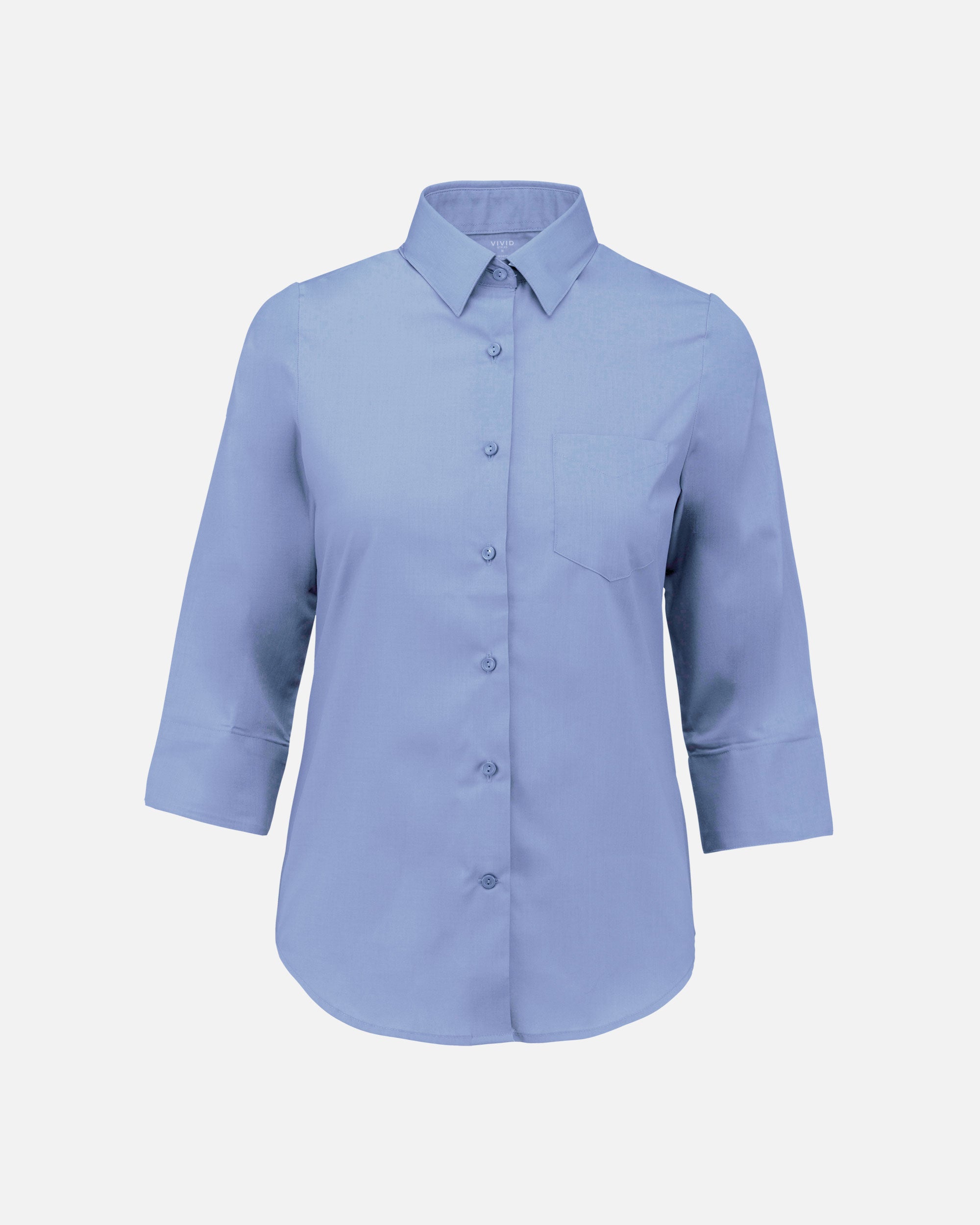 Damen ¾ Popeline Hemd Sky Blue von VIVID