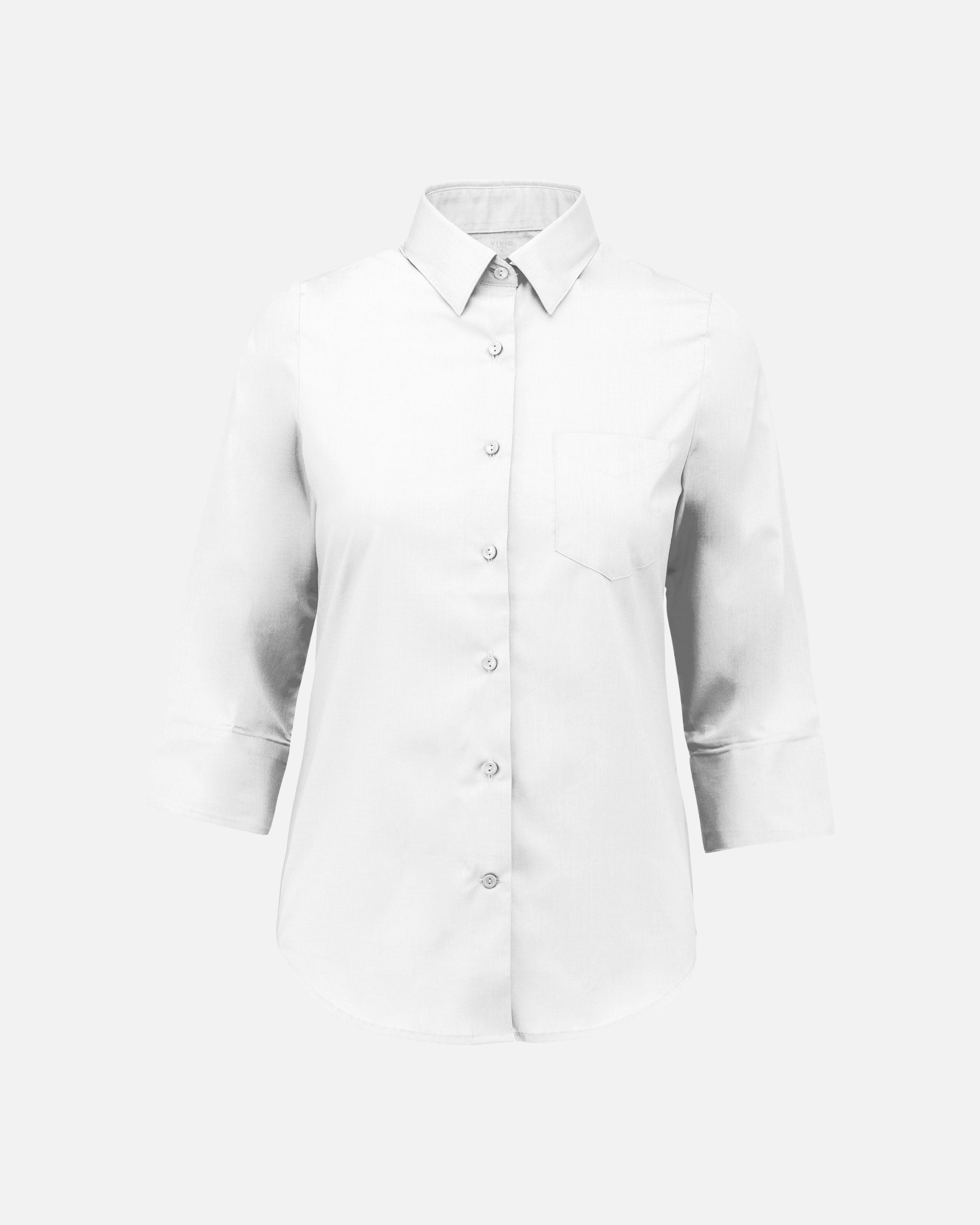 Damen ¾ Popeline Hemd White von VIVID