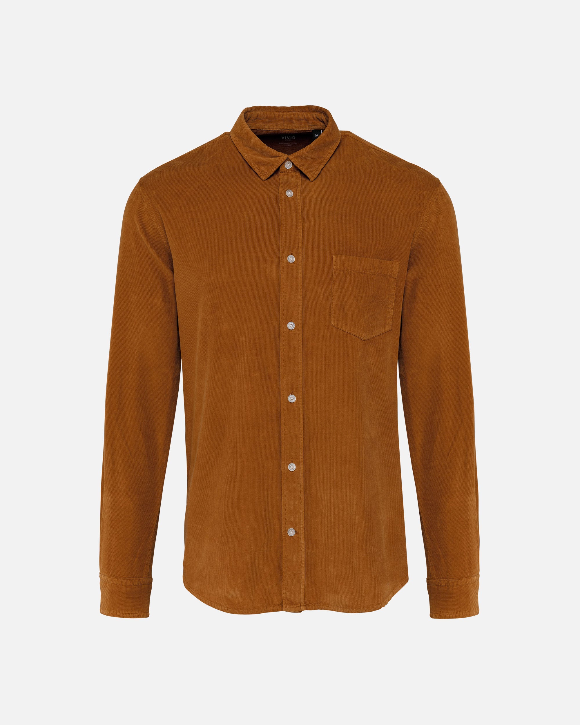 Herren Cord Langarmhemd Washed Brandy von VIVID