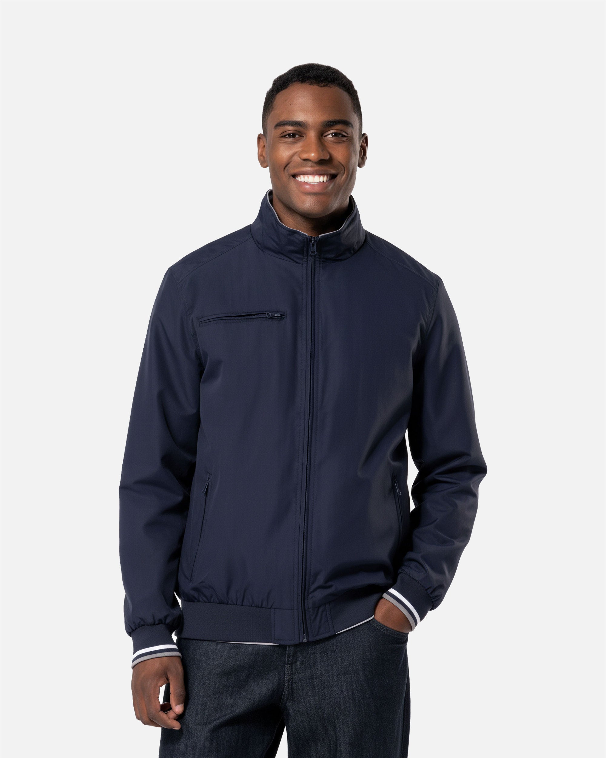 Herren Alltags Jacke Navy Blue-White-Grey von VIVID