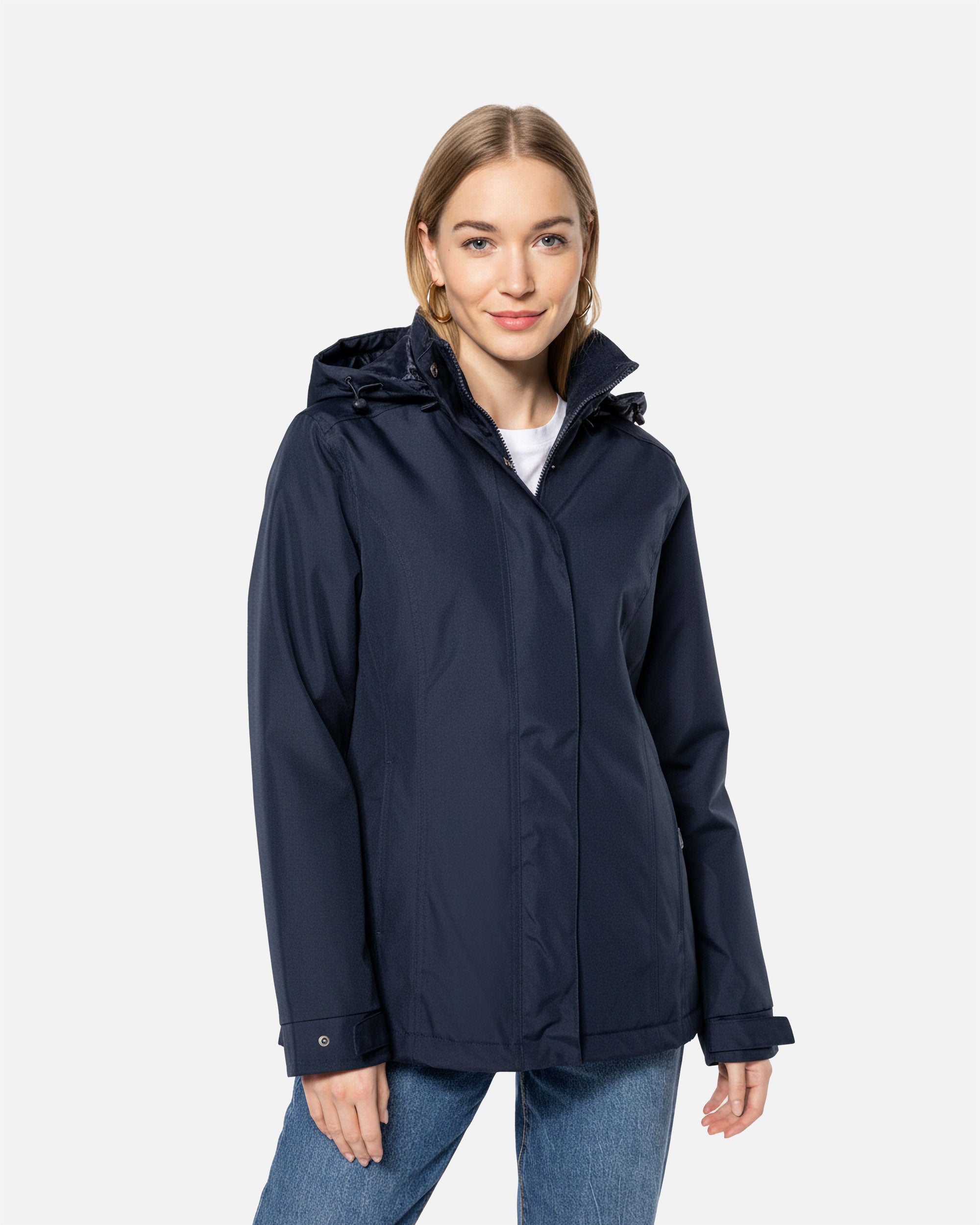 Damen Parka Jacke mit abnehmbarer Kapuze Navy Blue von VIVID