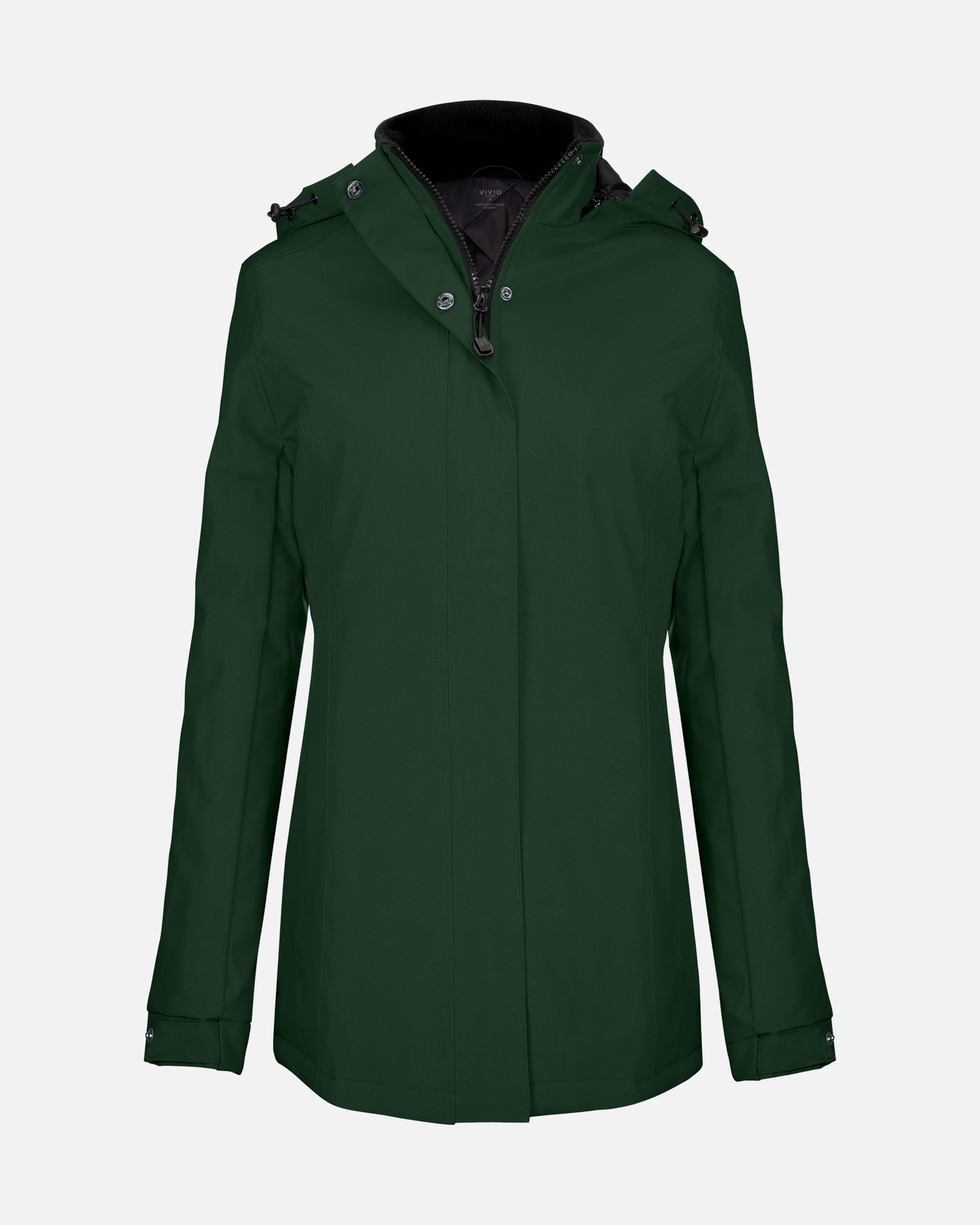 Damen Parka Jacke mit abnehmbarer Kapuze Forest Green von VIVID