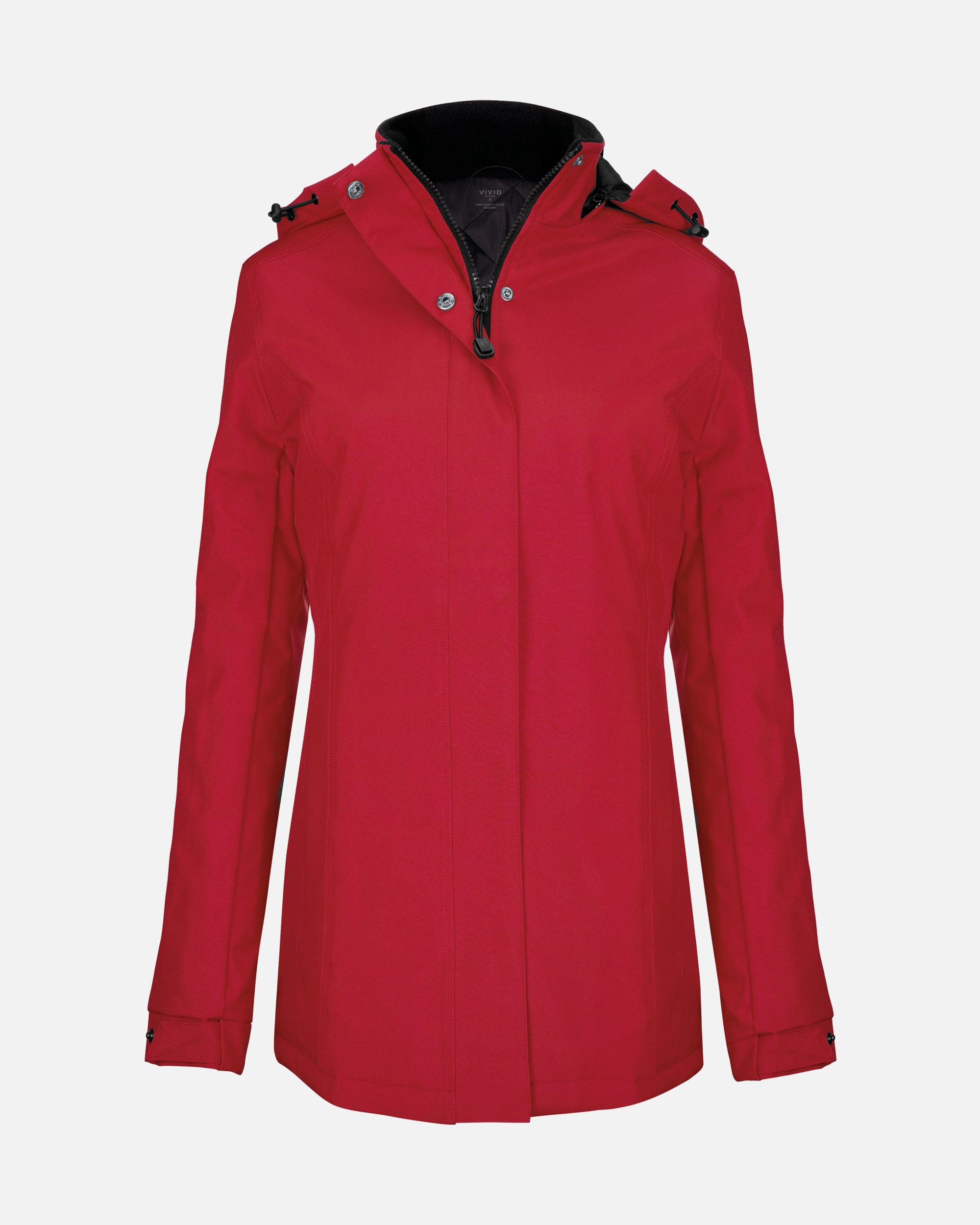 Damen Parka Jacke mit abnehmbarer Kapuze Fire Red von VIVID