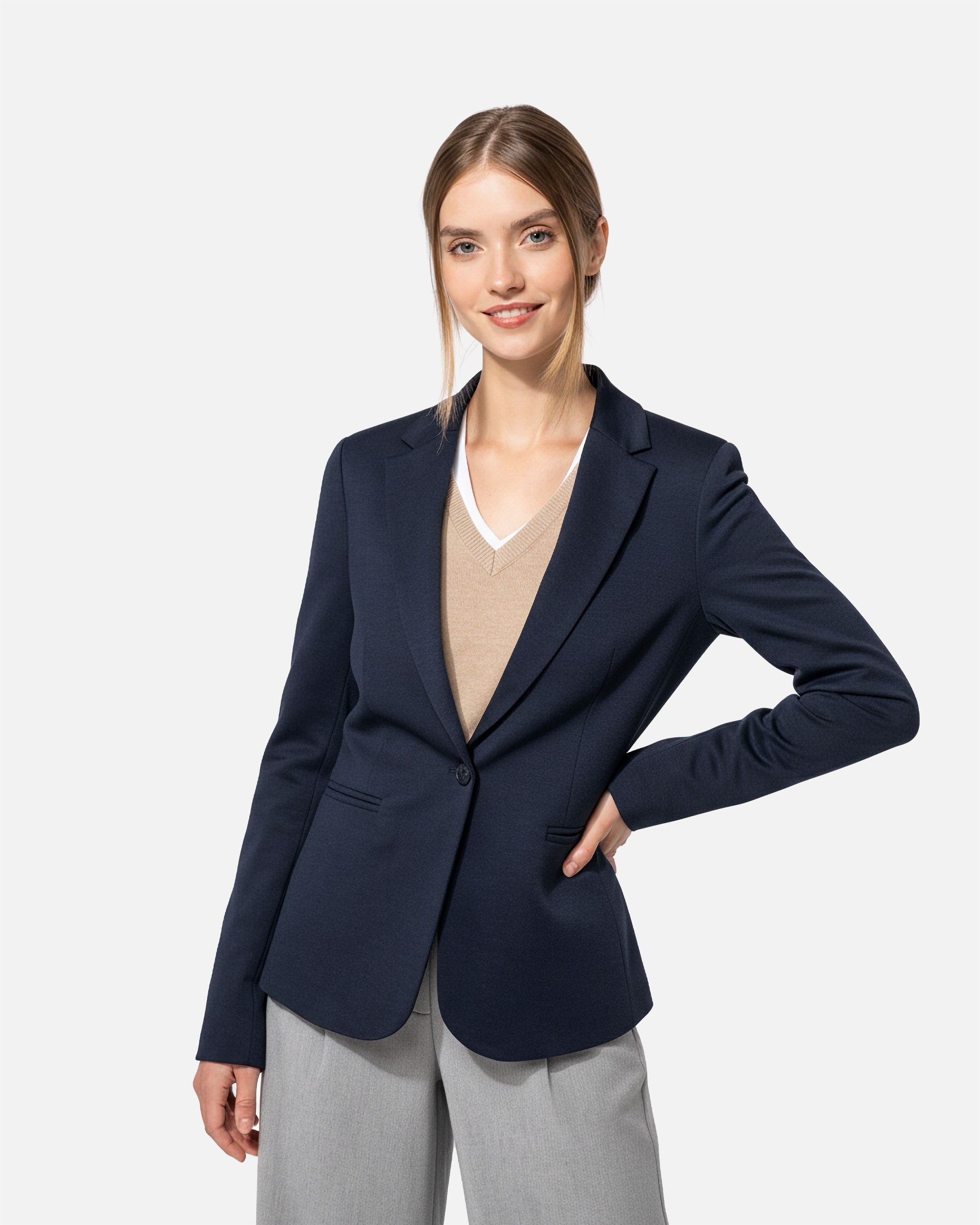 Damen Blazer aus Strick Navy Blue Heather von VIVID