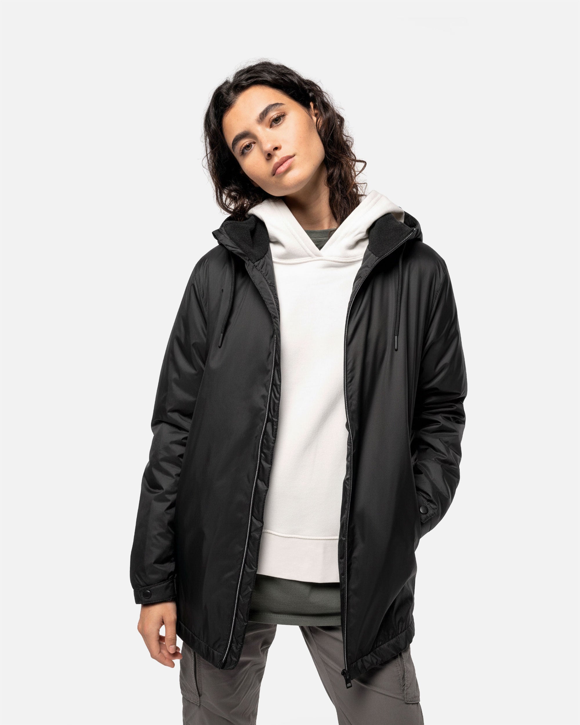 Gefütterte Unisex Jacke mit Kapuze Black von VIVID