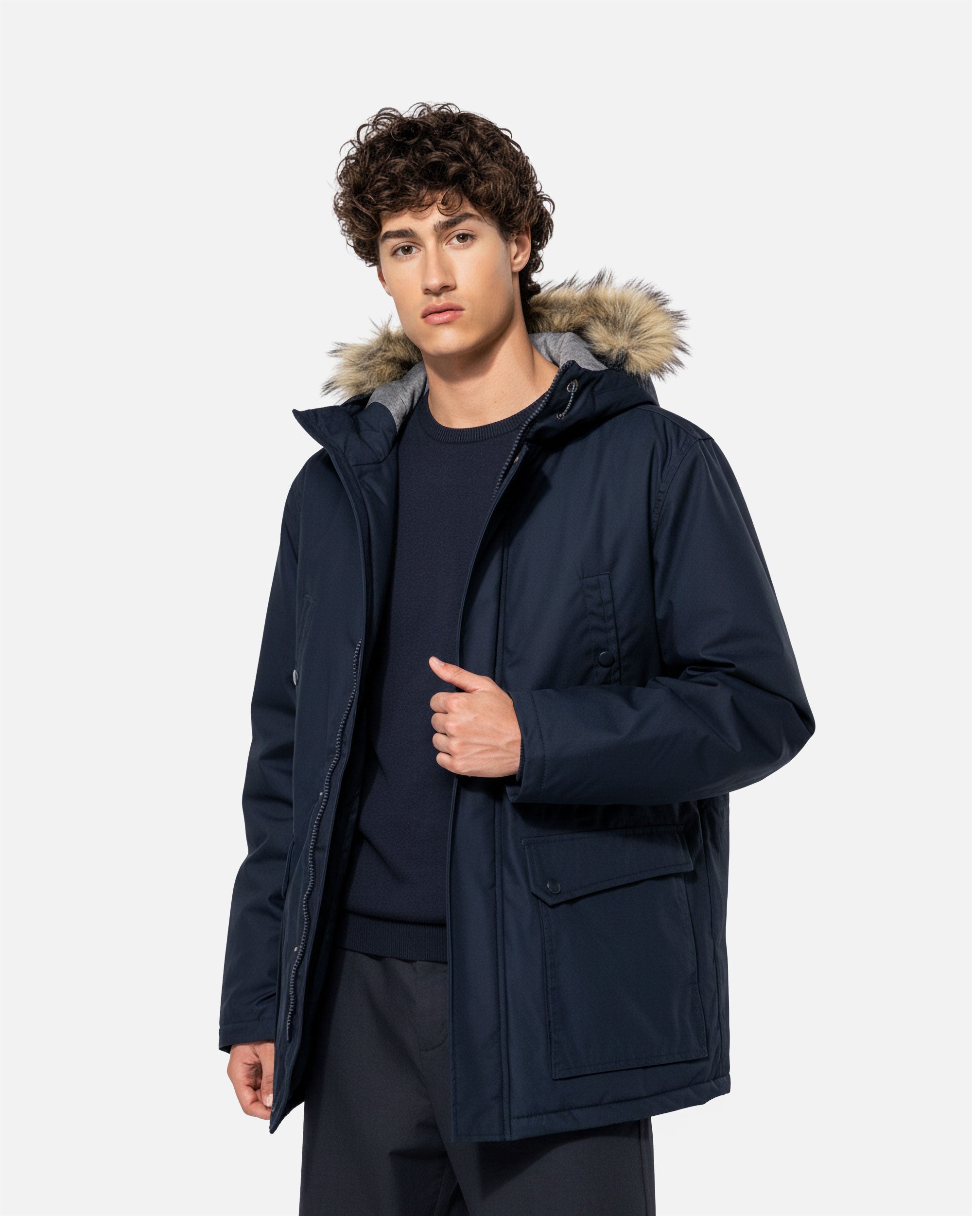 Herren Winter Parka Jacke Navy Blue von VIVID