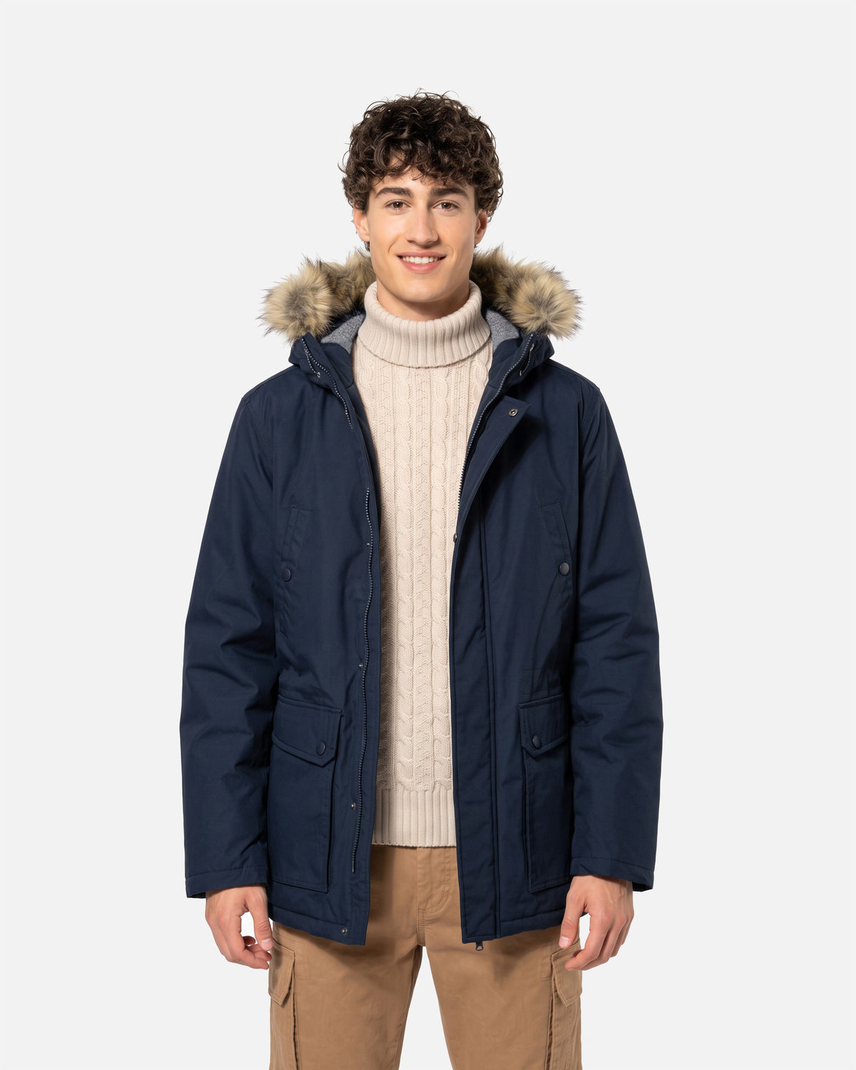 Herren Winter Parka Jacke Navy Blue von VIVID