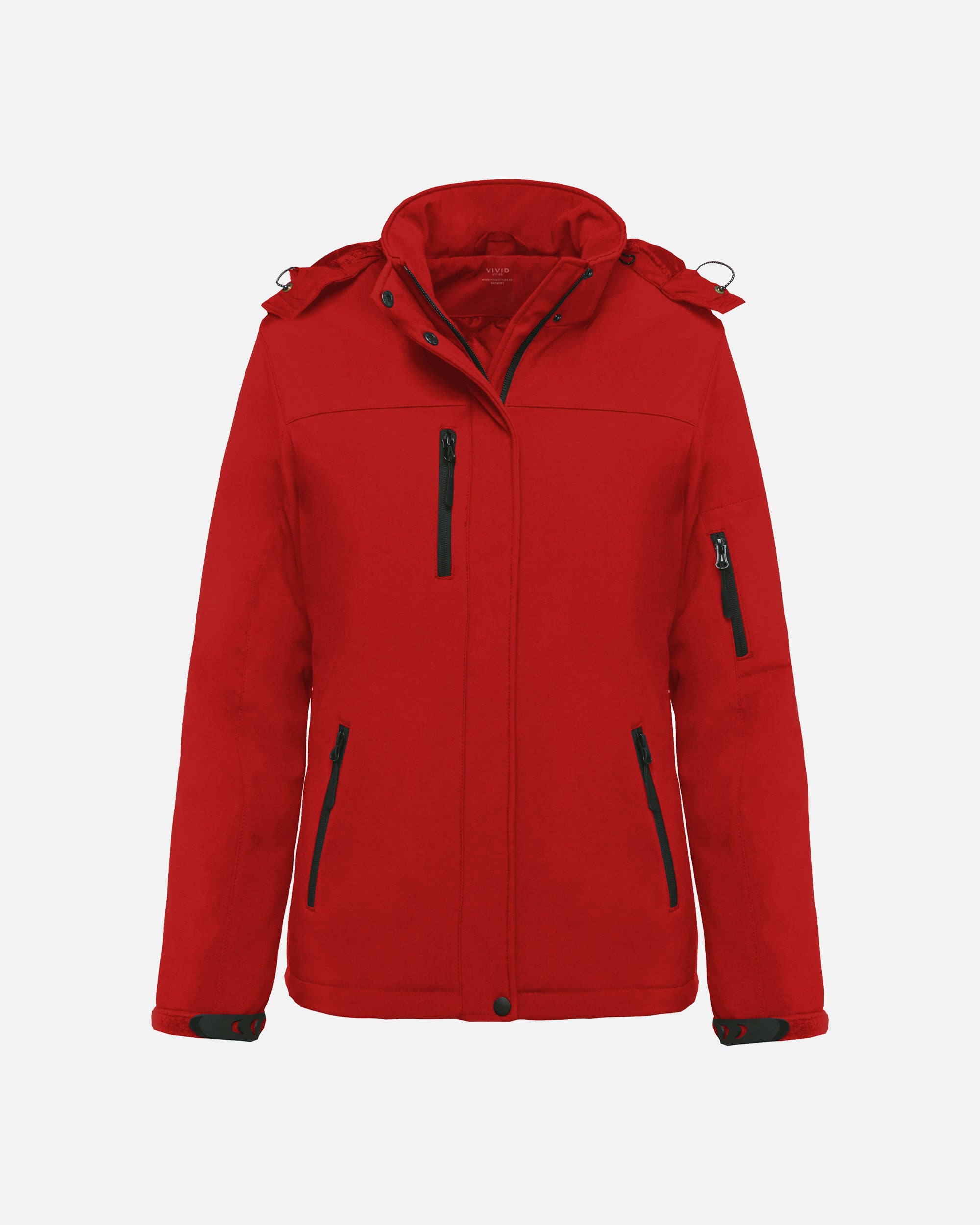 Damen Softshell Parka Jacke mit abnehmbarer Kapuze Fire Red von VIVID