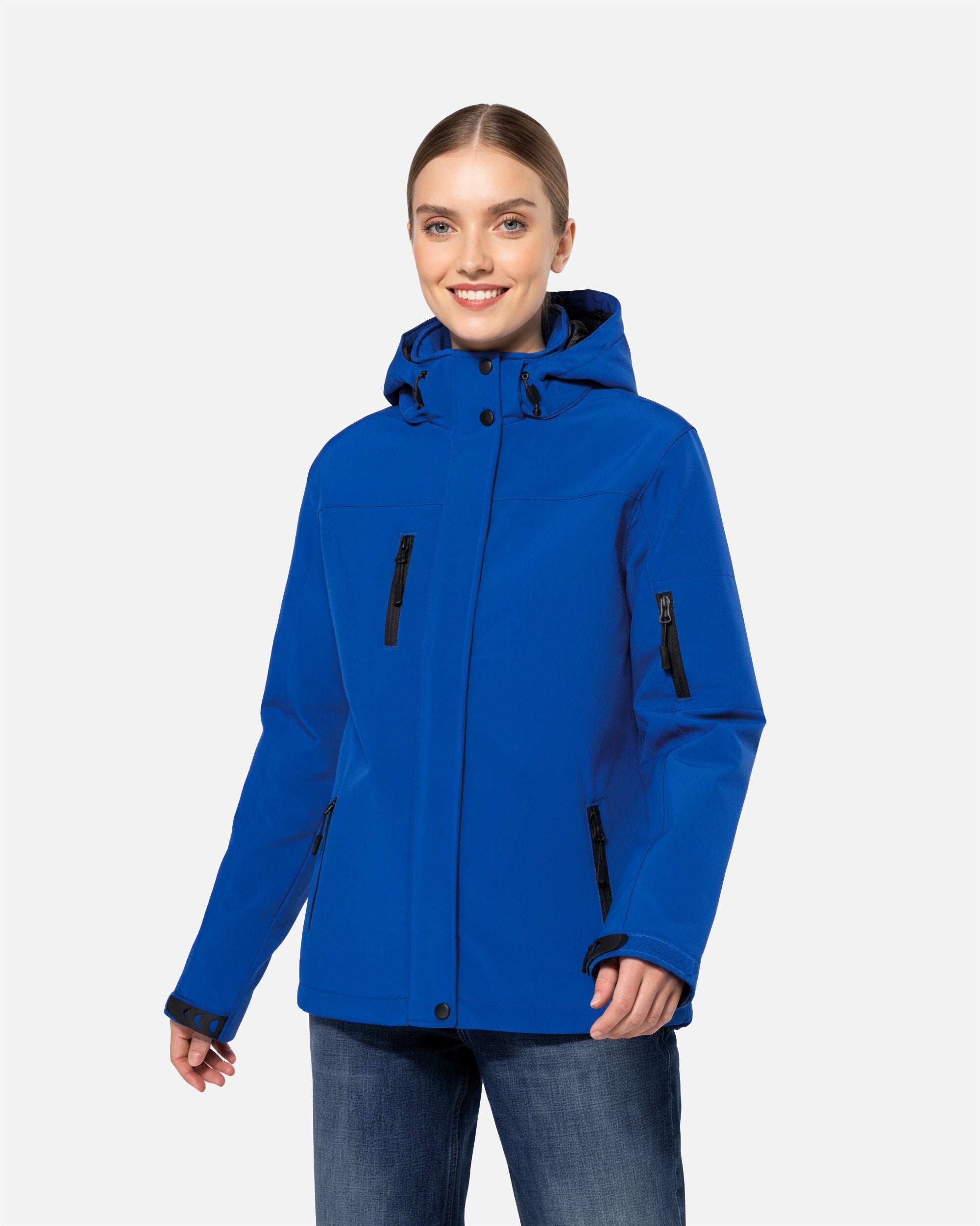 Damen Softshell Parka Jacke mit abnehmbarer Kapuze Royal Blue von VIVID
